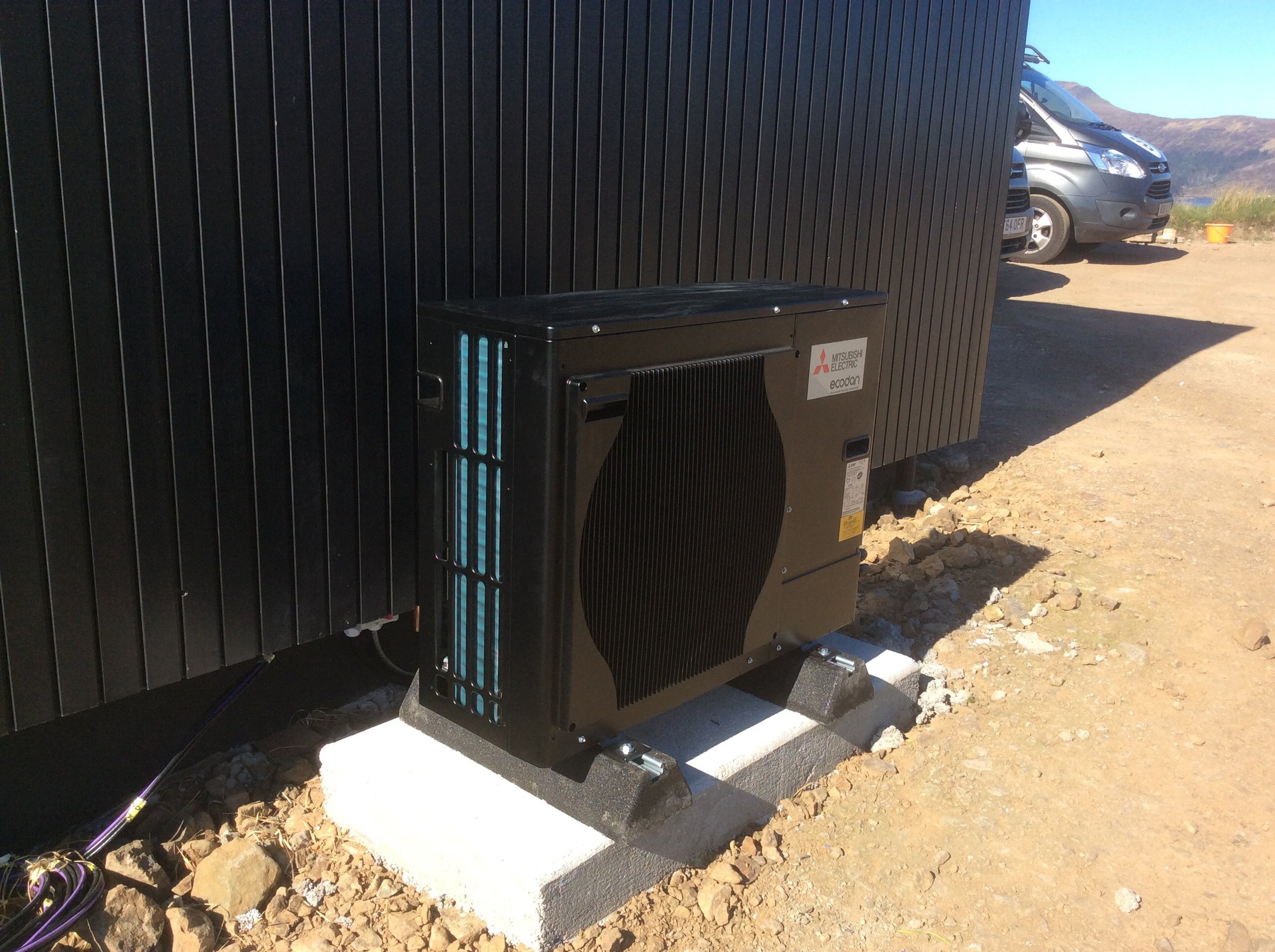 Black Air Source Heat Pump Installed