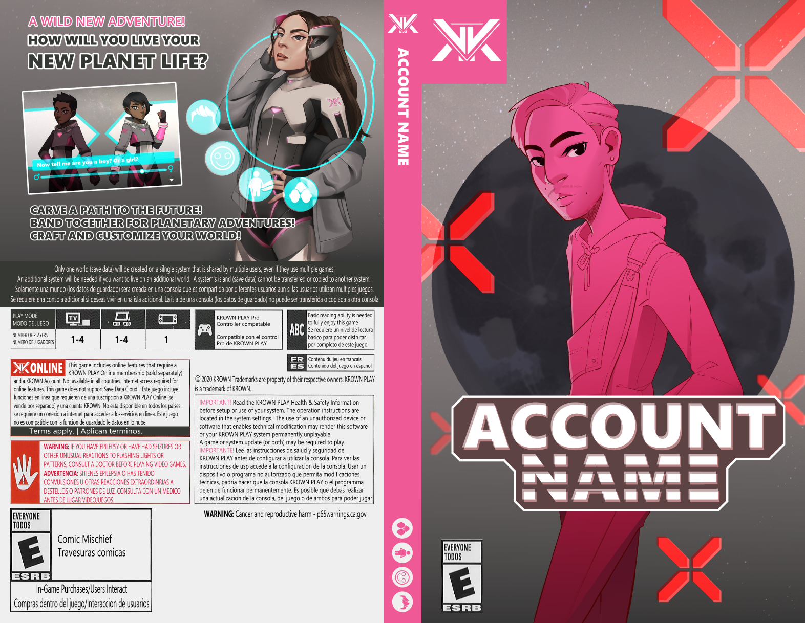 ACCOUNT NAME Game Cover  5.24 x 4.06 in, Digital Illustration, 2020