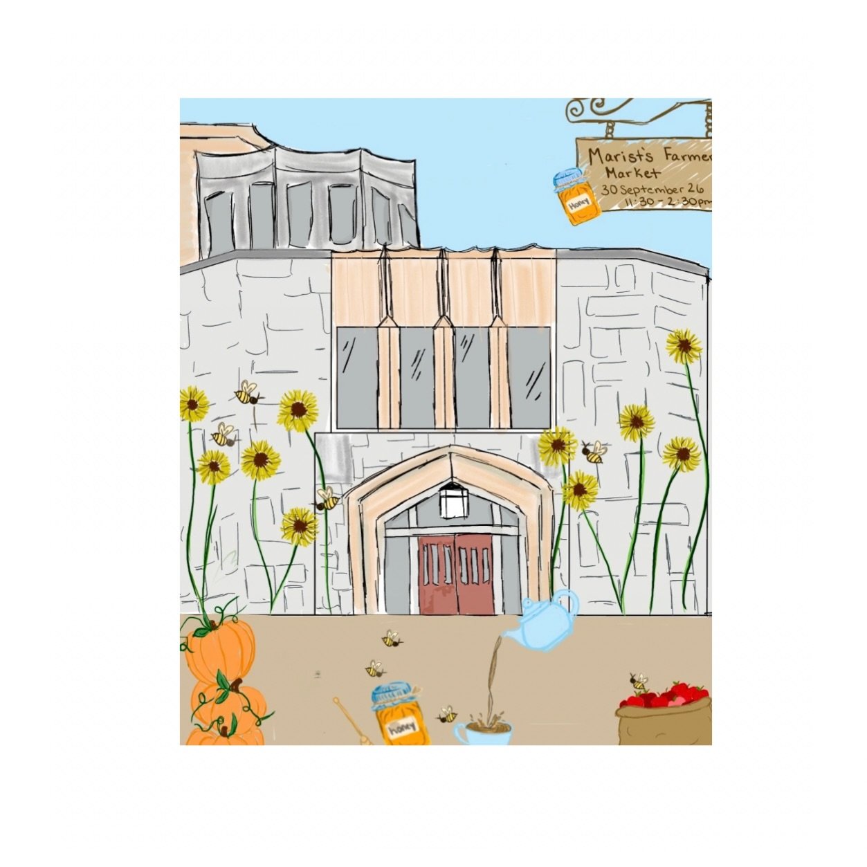 Marist Farmers Market by @marist_eats @marist 
Next Wednesday 
11:30am - 2:40pm

Art by @mimig2121