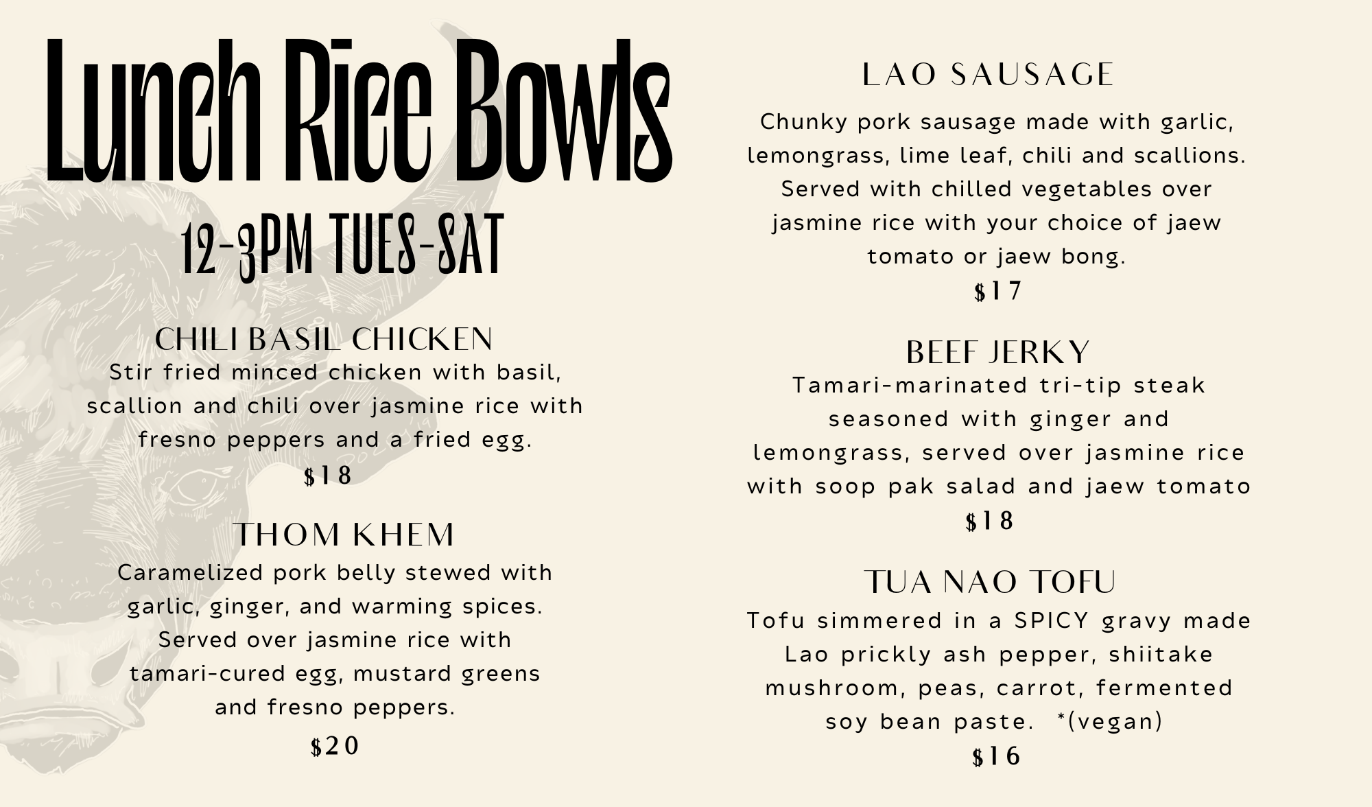 Taurus Menu Menu — Taurus Ox