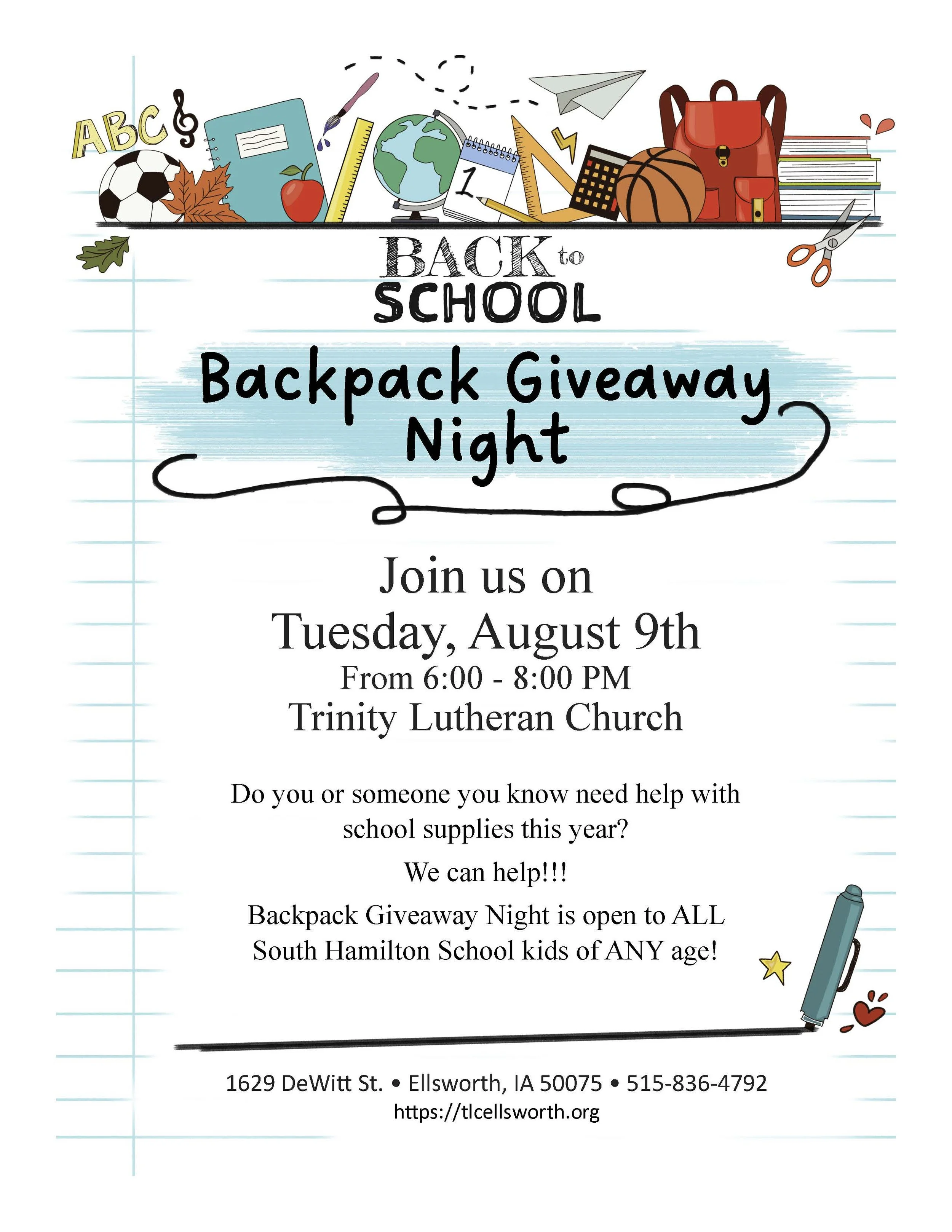 Backpack Giveaway Night!