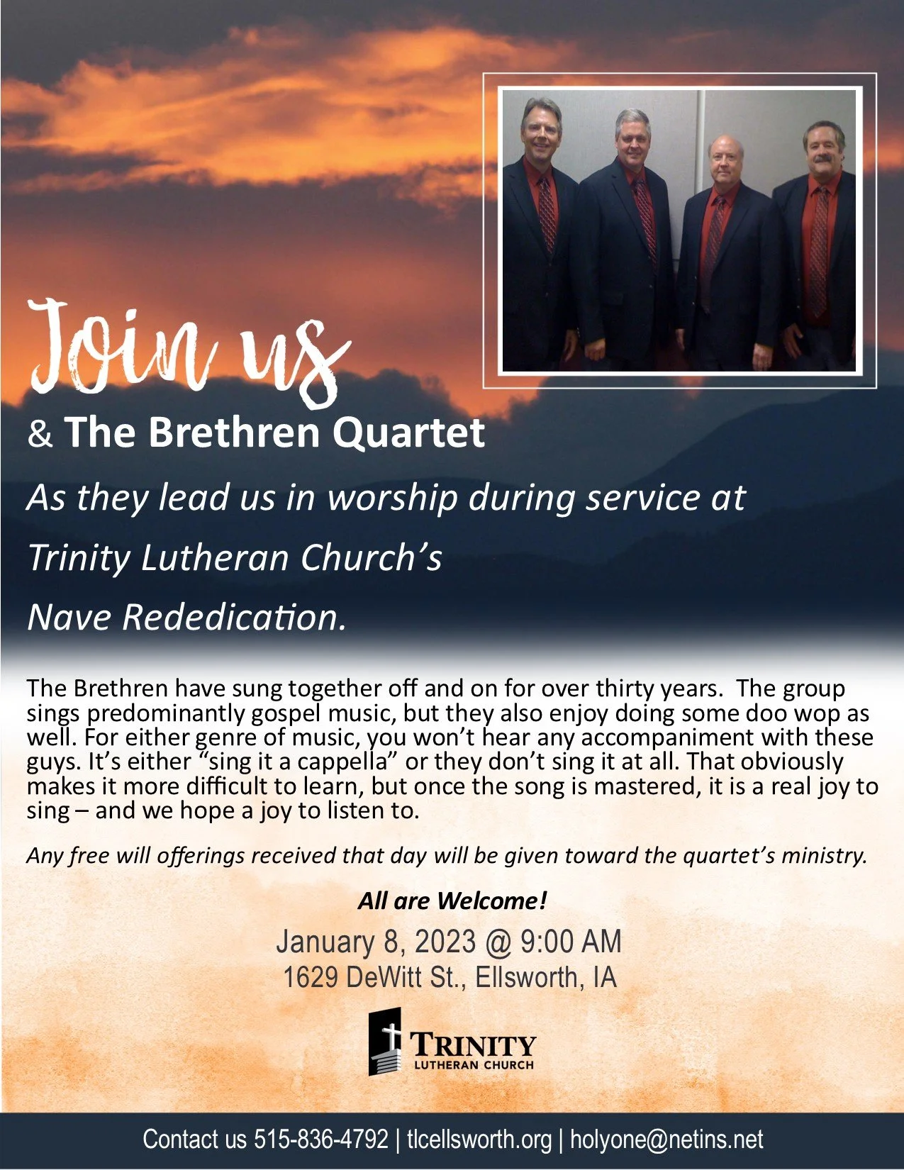 Worship Service featuring The Brethren Quartet