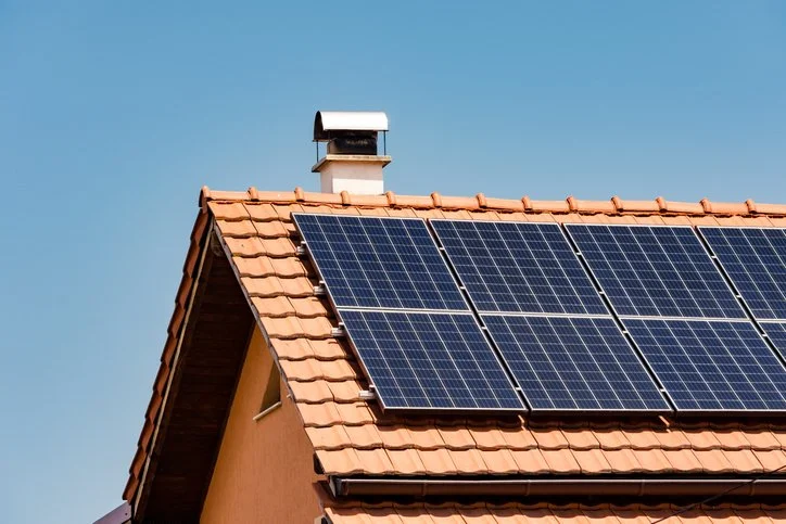 Solar panels on the roof of a house