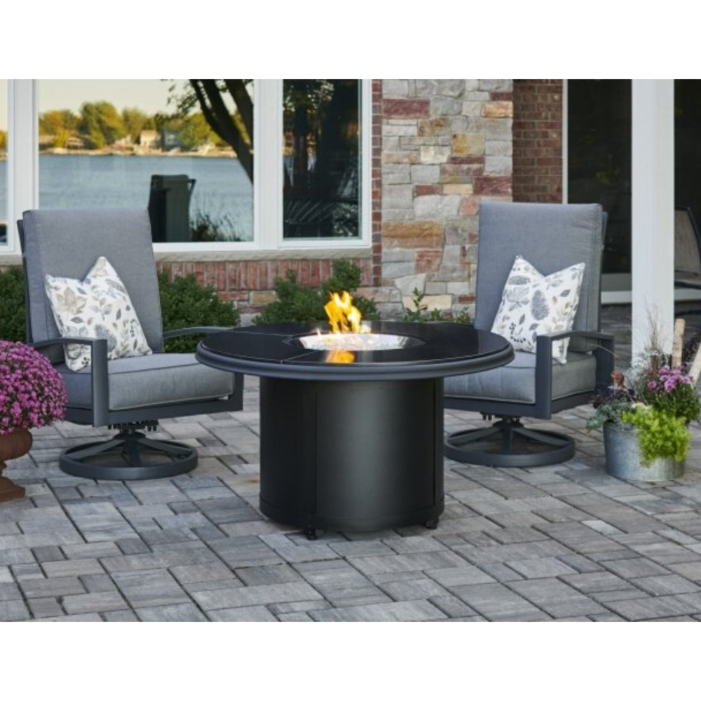 Gas Fire Pit Table, Round Granite Top Fire Pit