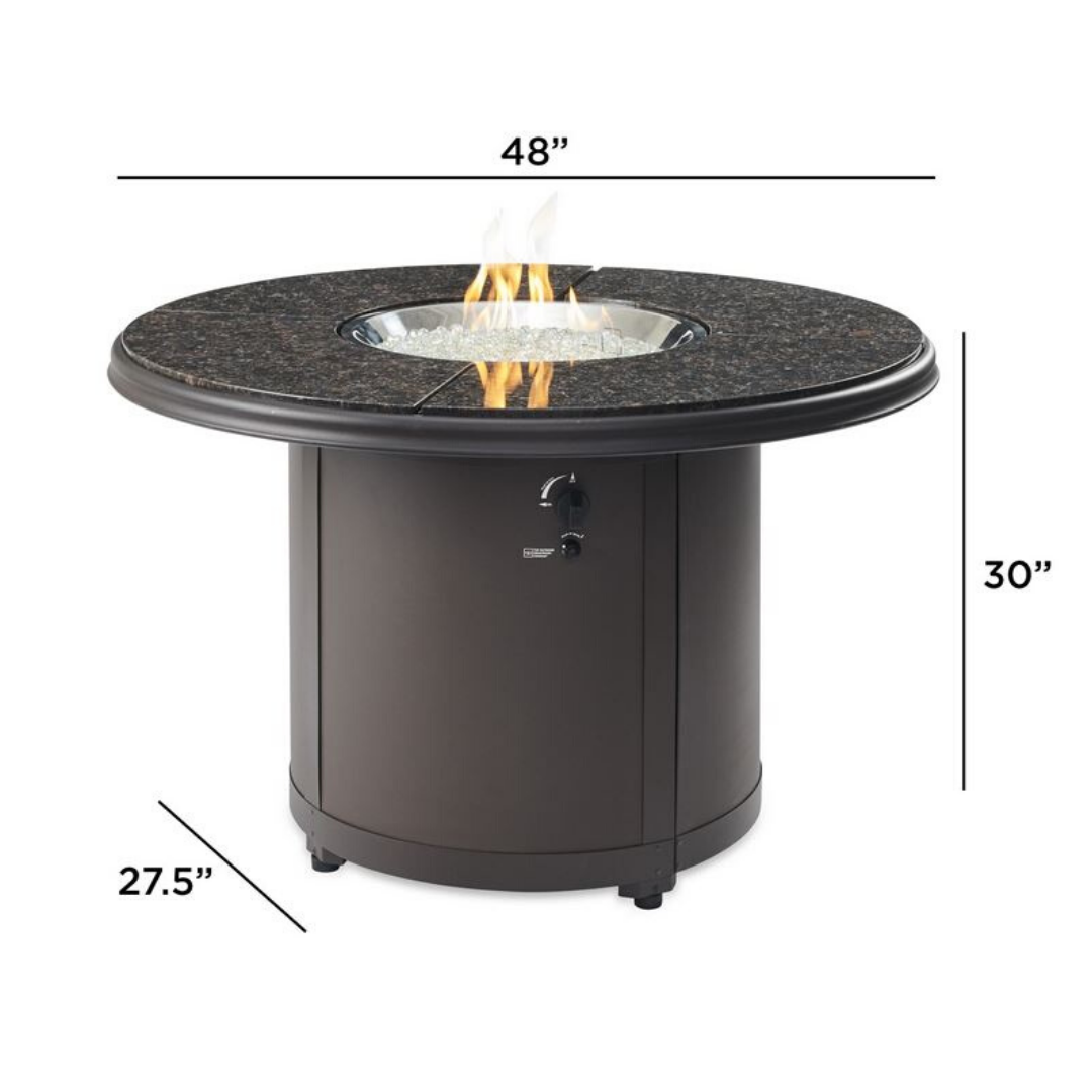 Brown Granite Beacon Dining Height Gas Fire Pit Table — Against The Grain