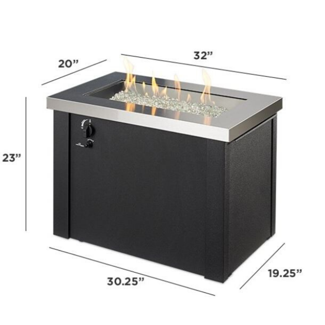 Stainless Steel Providence Rectangular Gas Fire Pit Table — Against The