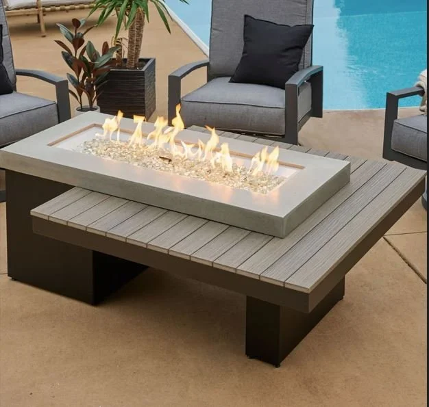 Coastal Gray Uptown Linear Gas Fire Pit Table