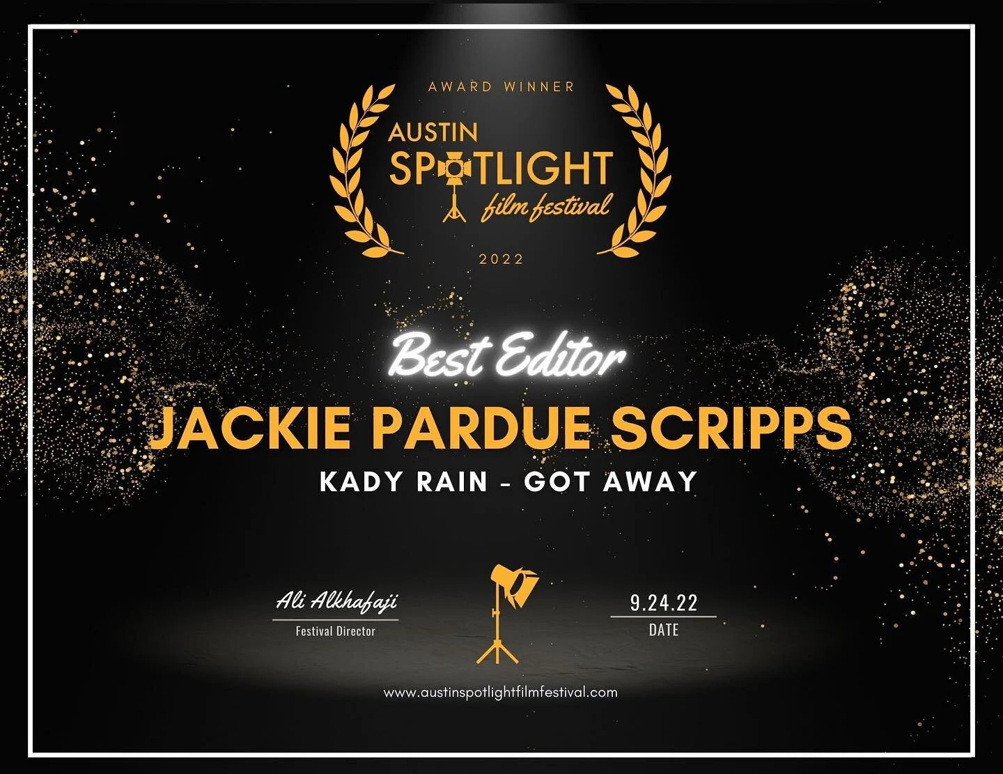 Silly to post this so retroactively? Sorry to award spam y&rsquo;all 😅 But I was going through some festival emails and saw this for the first time! Half a year later! @kadyrain look at this! 😂😅👍👍👍✨✨✨ We got Best Editor! And not just for music 