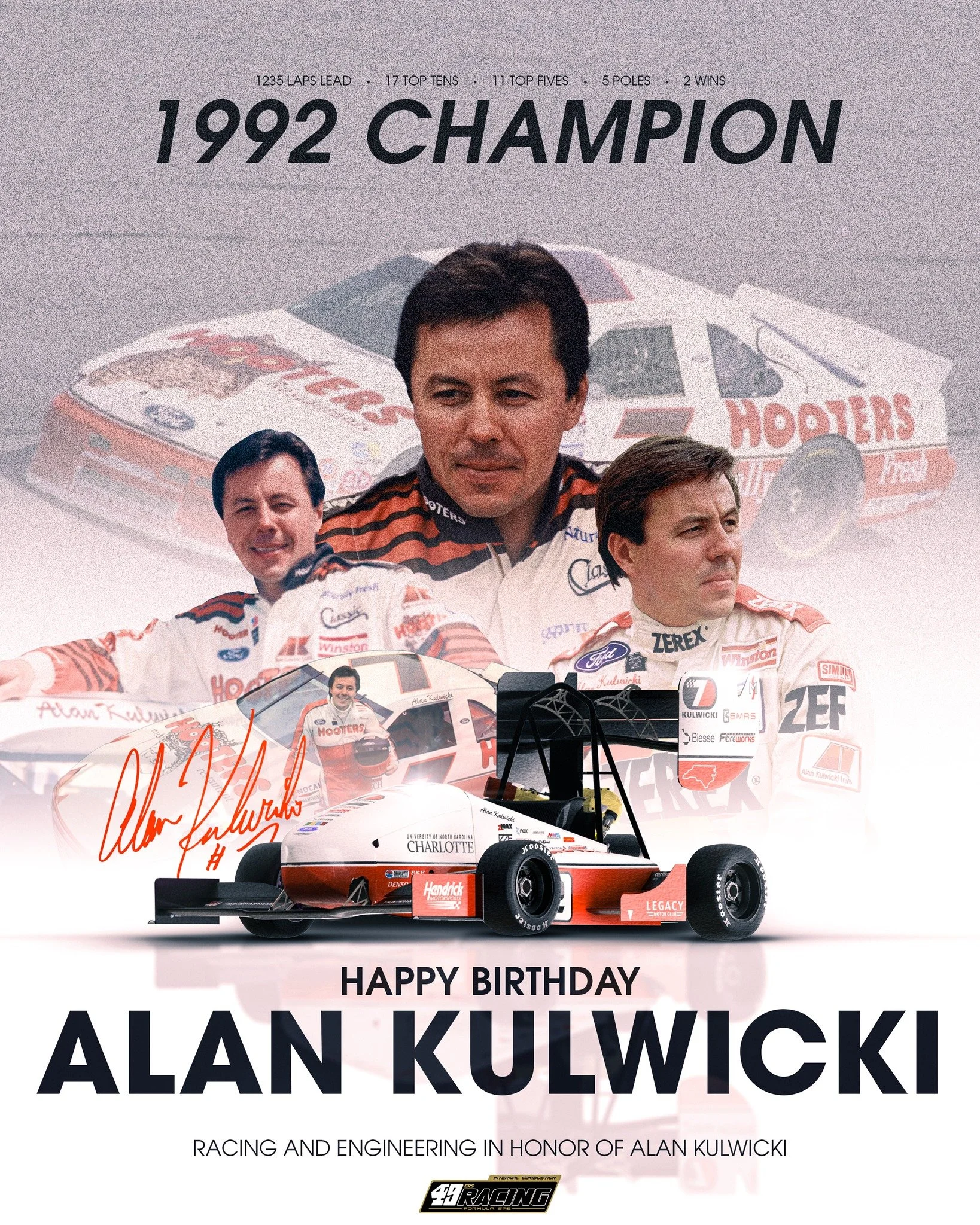 Happy Birthday to the late, legendary Alan Kulwicki. He would've turned 71 today. we're proud to be able to continue his legacy here at 49ers Racing IC. 

Setting the gold standard, for Alan.

#49ersracingic #AlanKulwicki #GoldStandard  #fsae #Engine