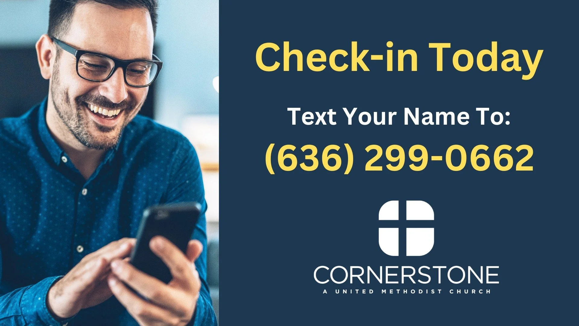 Please text your FIRST and LAST name. We are glad you are worshipping with Cornerstone UMC this morning!

#csofallon #connect #cornerstoneumc #cornerstoneofallon