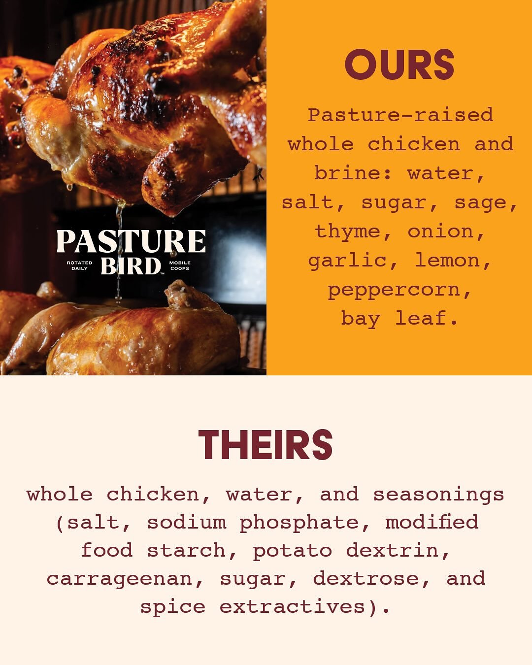Not all pasture-raised chicken is created equally. 🐔🌿

Some brands promise outdoor access&hellip; but that can mean one tiny door leading to a sad patch of dirt. 

At @pasturebird , it means chickens are moved daily to fresh pasture&mdash;free to r