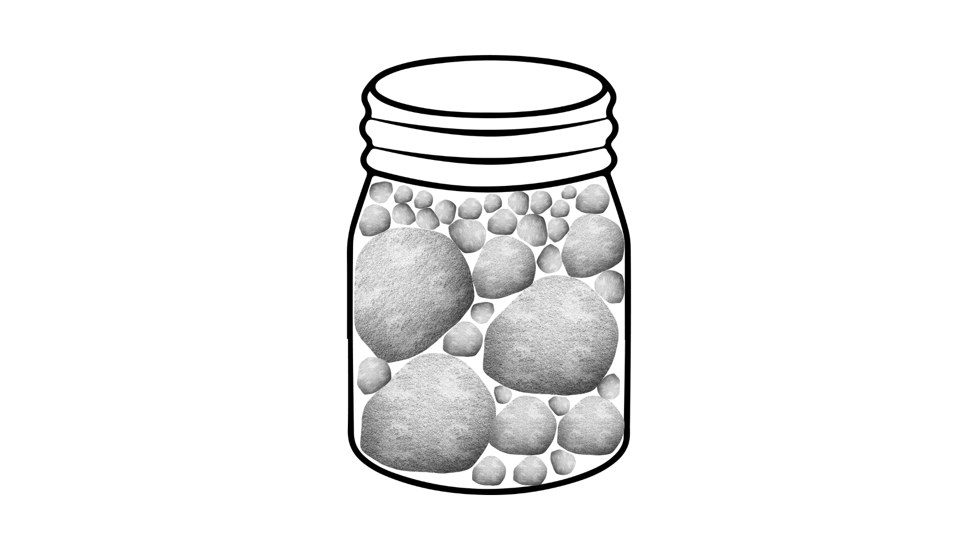 illustration of a jar with rocks in it
