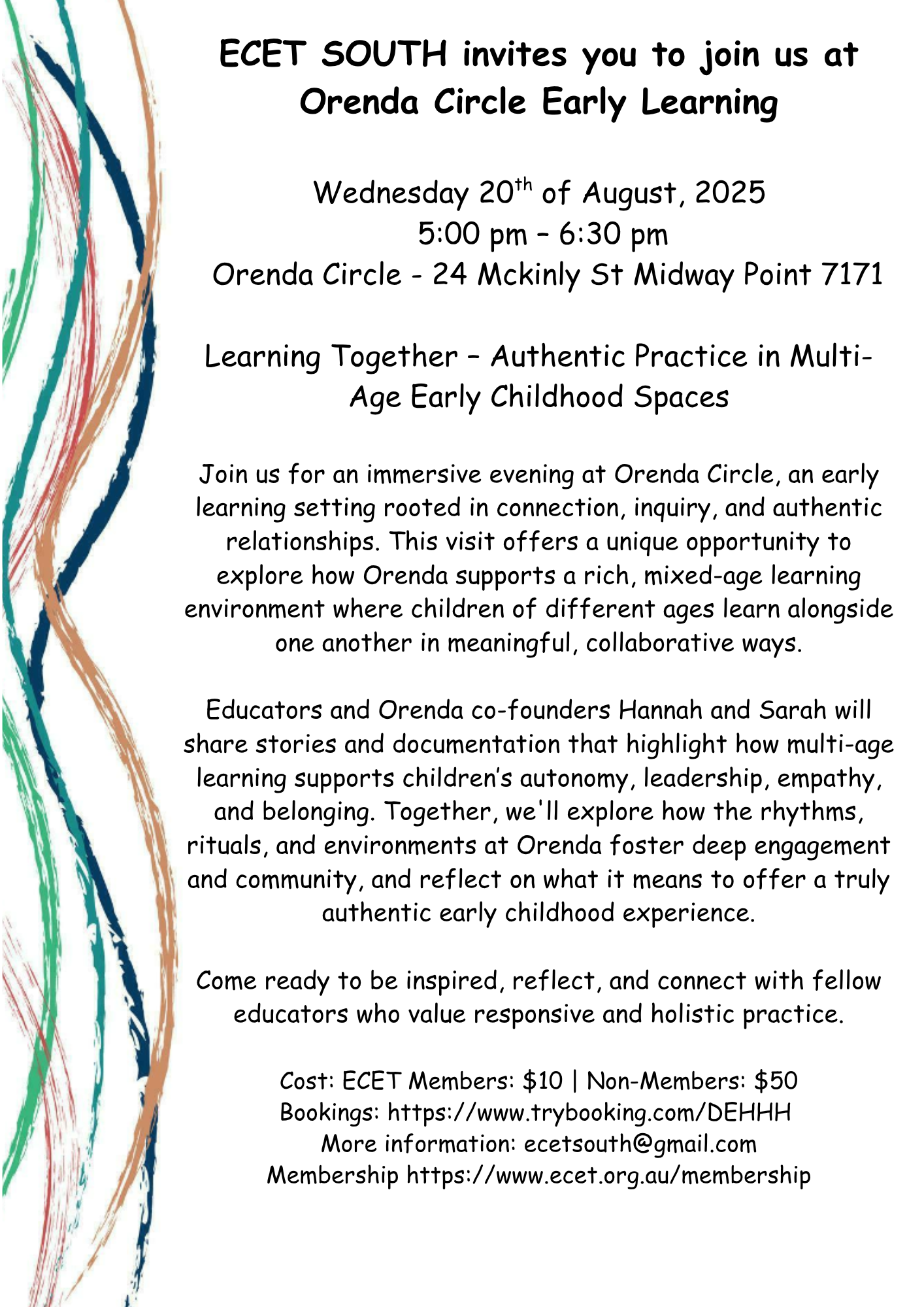 ECET SOUTH invites you to join us at Orenda Circle Early Learning