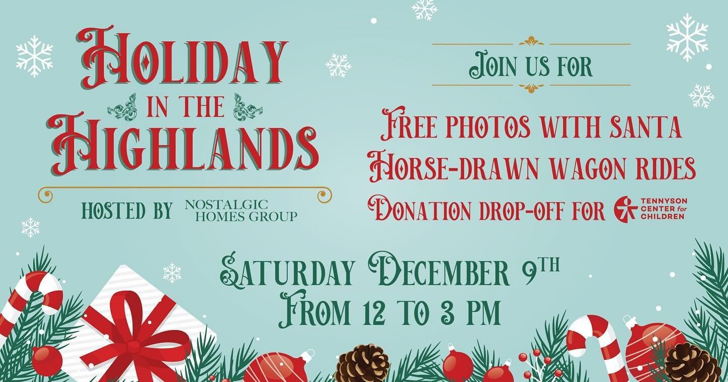 Who's ready for photos with Santa and horse-drawn wagon rides?! Come check out Holiday in the Highlands in Highlands Square tomorrow 12/9 from 12-3pm, hosted by @nostalgichomesdenver . Bring your Christmas spirit, along with any items you can donate 