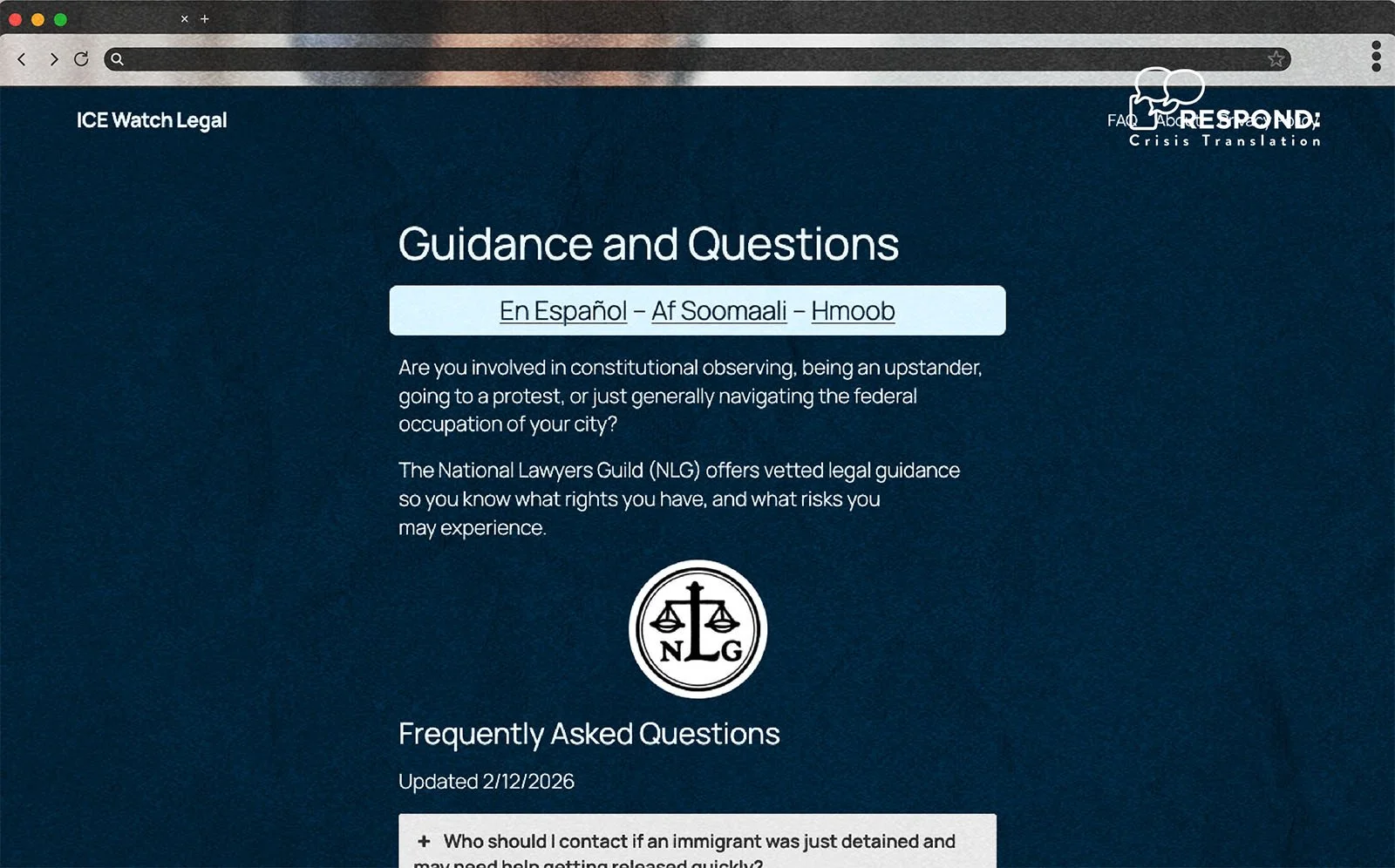 Language Justice in Action: Translating the ICE Watch Legal Website into Hmong, Somali, and Spanish