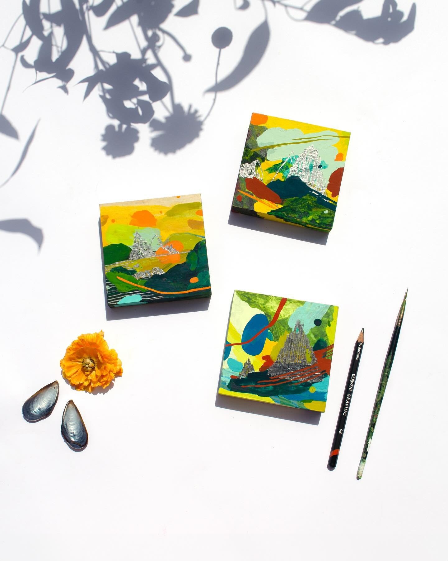 I&rsquo;ve been all about the minis lately!

3 gorgeous minis from the Sea Stack Collection titled &ldquo;Was&rdquo;, &ldquo;Is&rdquo;, and &ldquo;Will Be&rdquo; are still available. 

I&rsquo;ve also been obsessively painting the Alpenglow -letting 