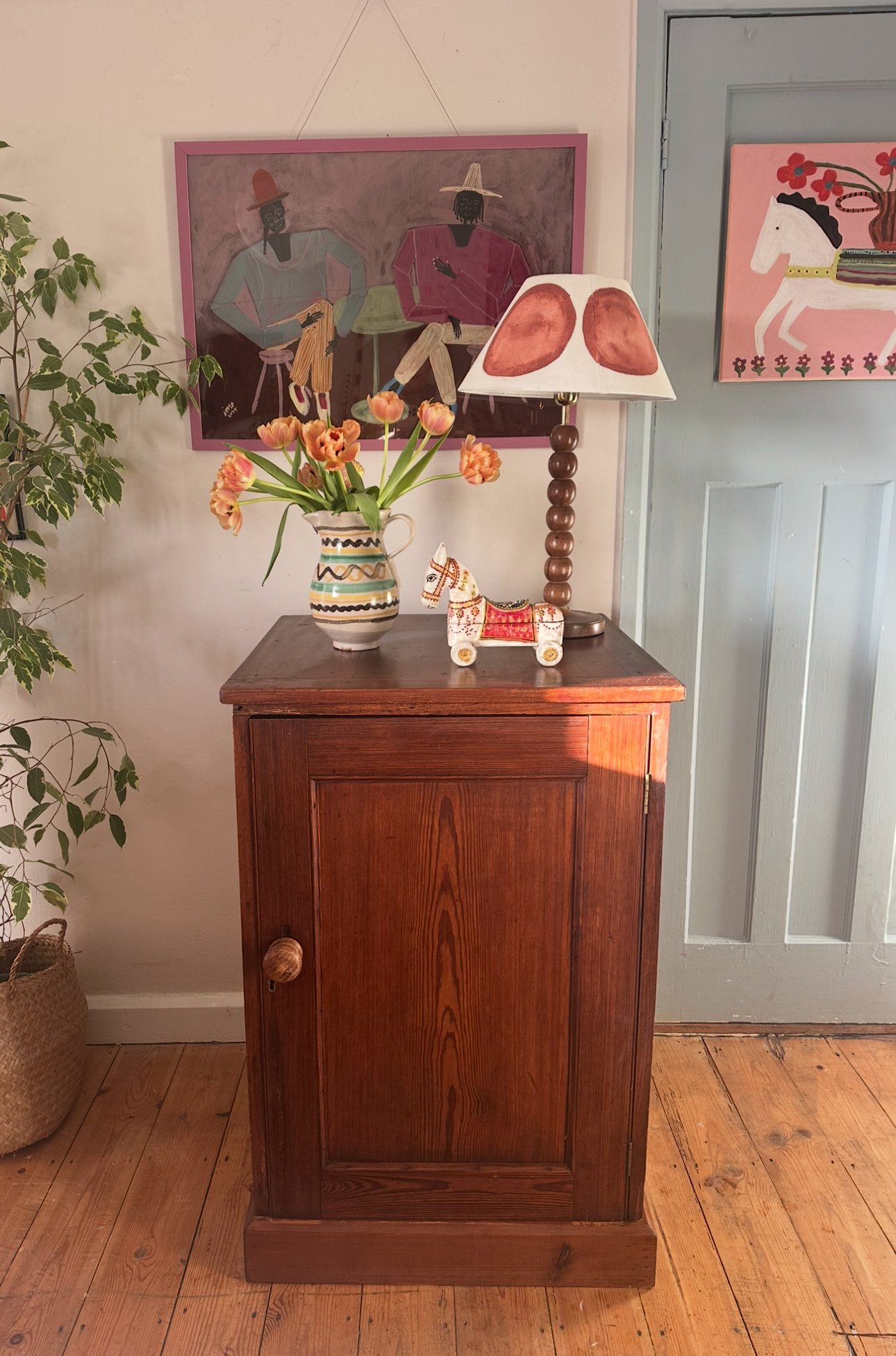 Antique Large Old Pine Cupboard