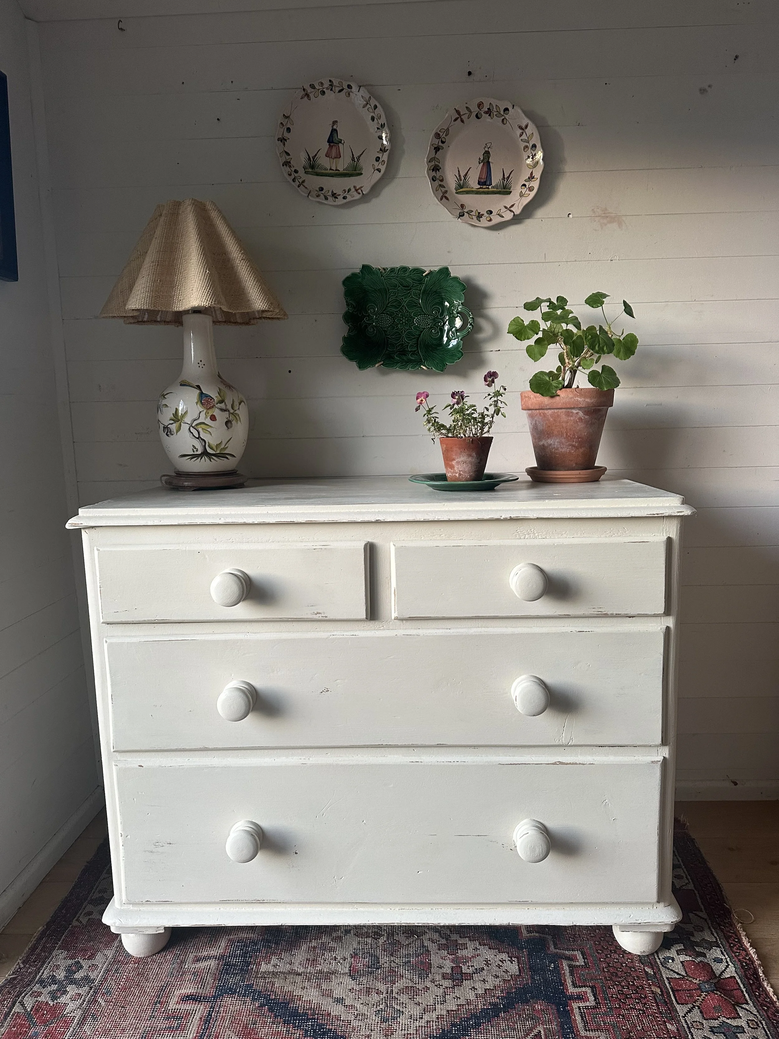 Pretty Antique White Chest of Drawers