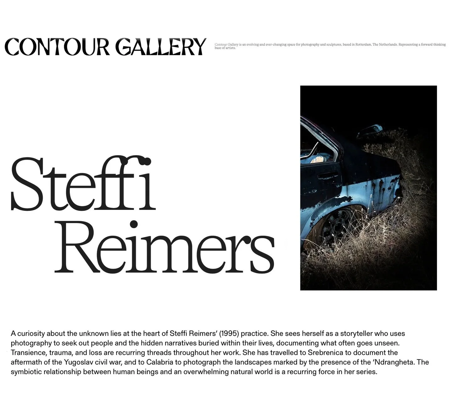 I&rsquo;m happy to share that Contour Gallery will now represent me ✨ Contour Gallery, based in Rotterdam, is an evolving space for photography and sculpture, focused on bringing artists into a vivid international network through solo exhibitions and