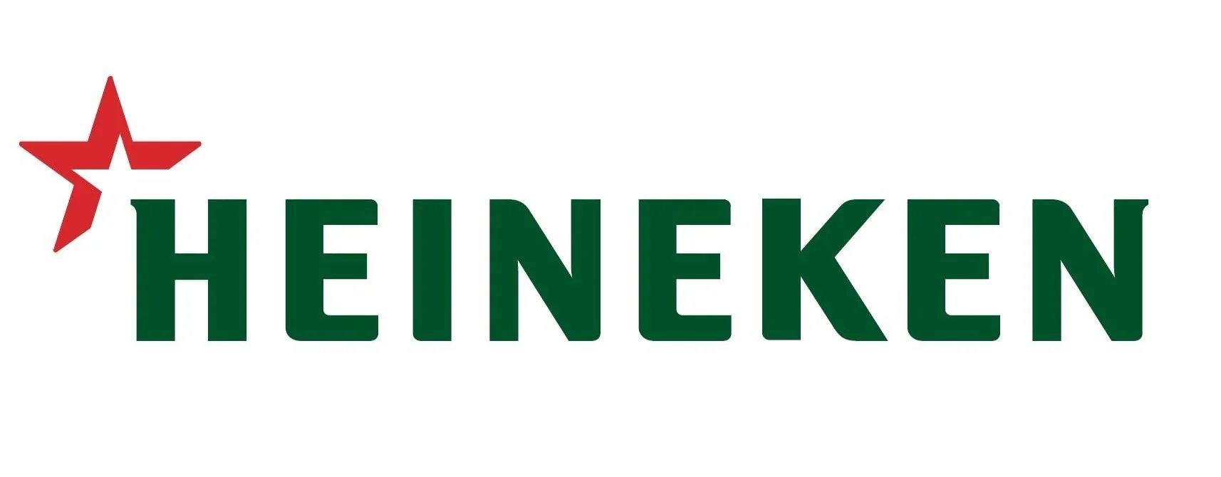 Heineken logo with green text and a red star on a white background.