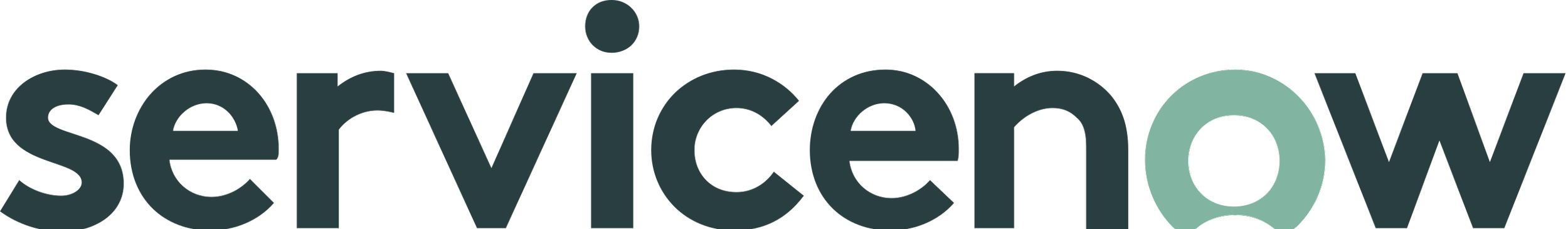 ServiceNow logo in black and green with stylized cloud icon.
