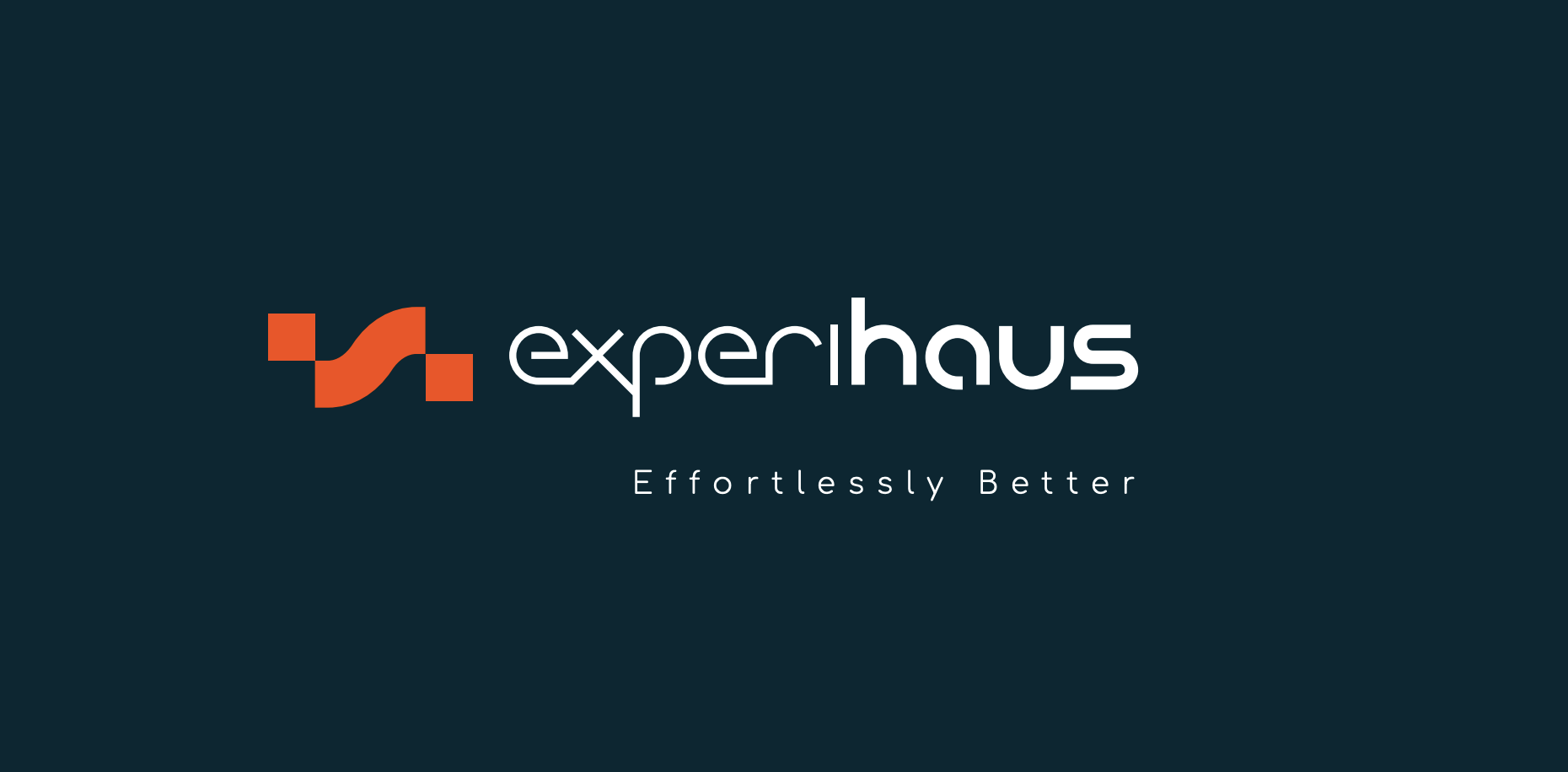 Logo of Experhaus with the tagline "Effortlessly Better" on a dark background.