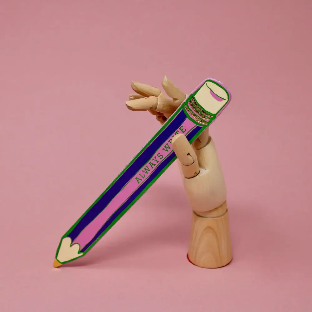 'Always Write' Leather Pencil Bookmark