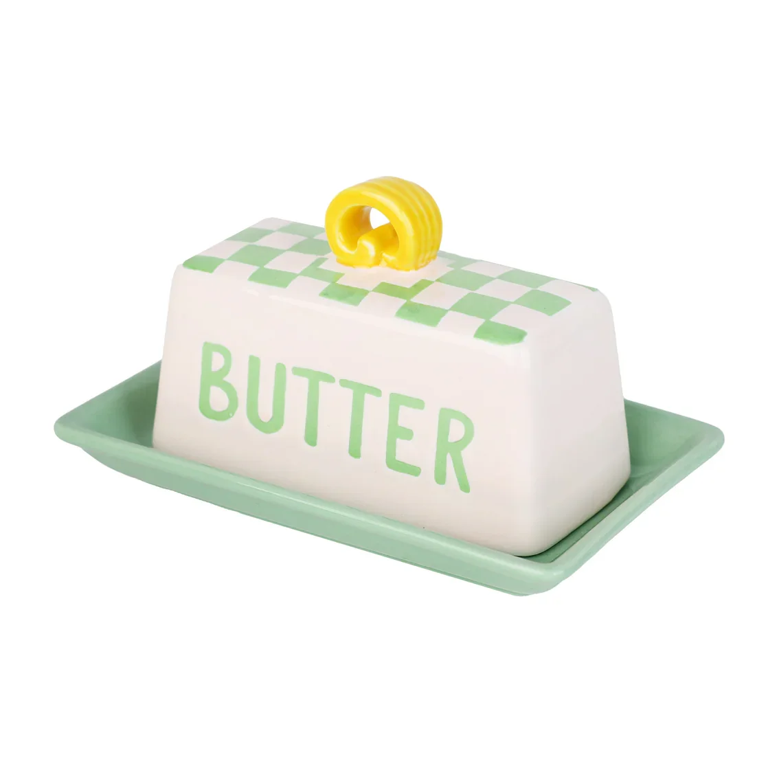 Blue Check Butter Dish