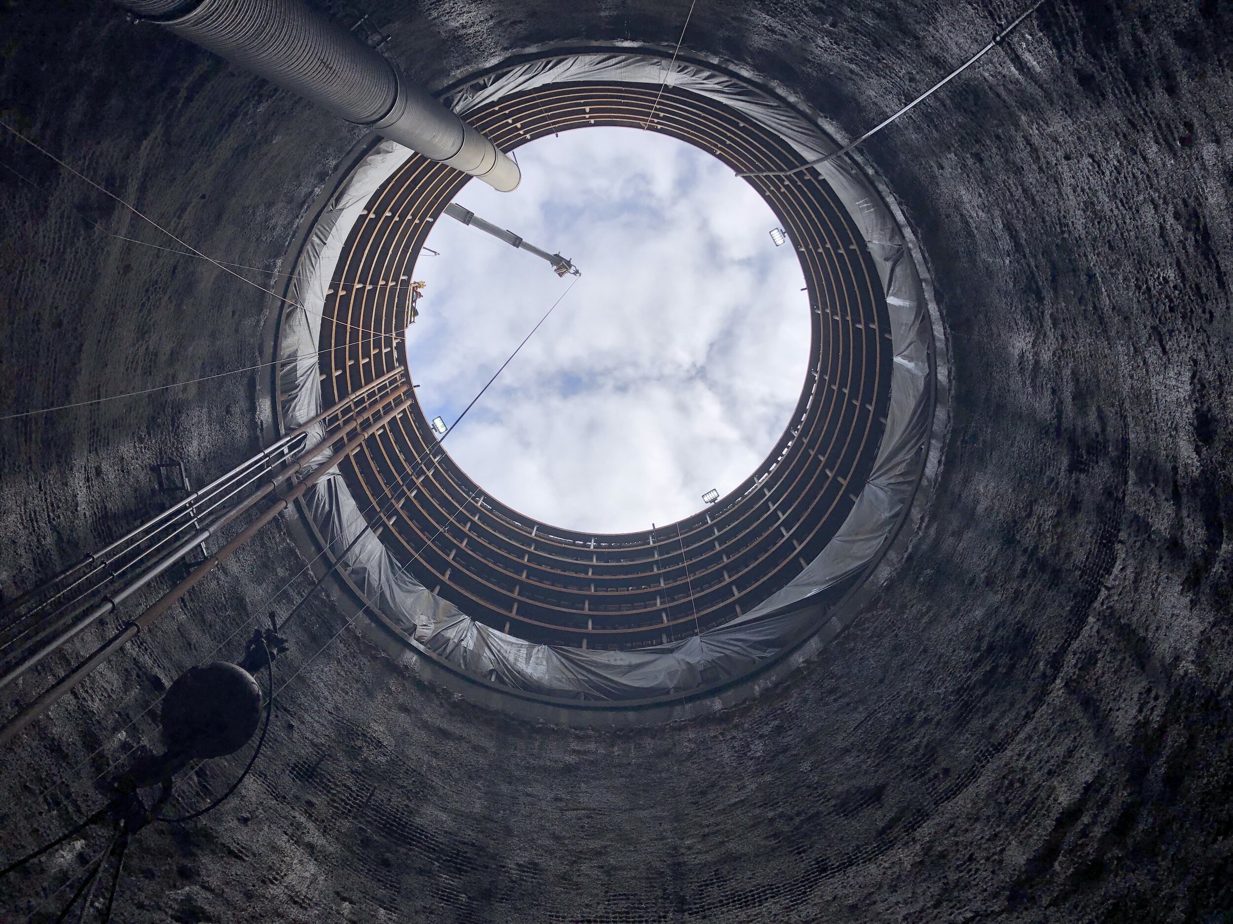 Shaft Looking up Outfall Shaft 47 ft Diameter