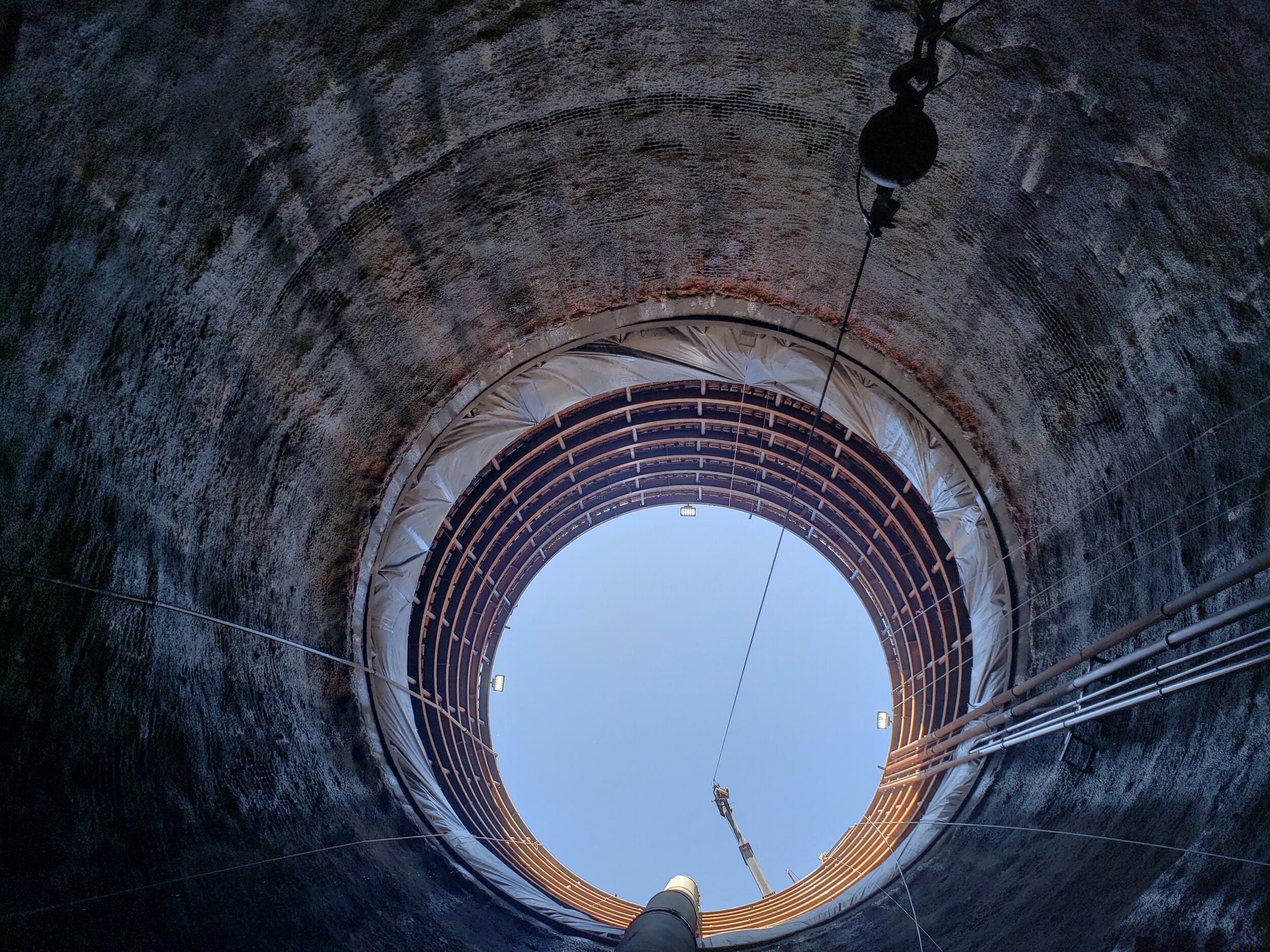 Shaft Looking up Outfall Shaft 47 ft Diameter 