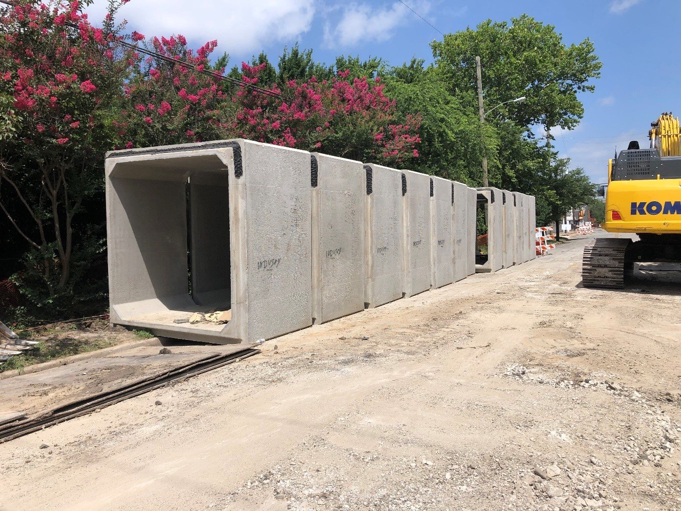 June 2021 - 9'X9' RCBs staged on N Carroll Avenue for installation
