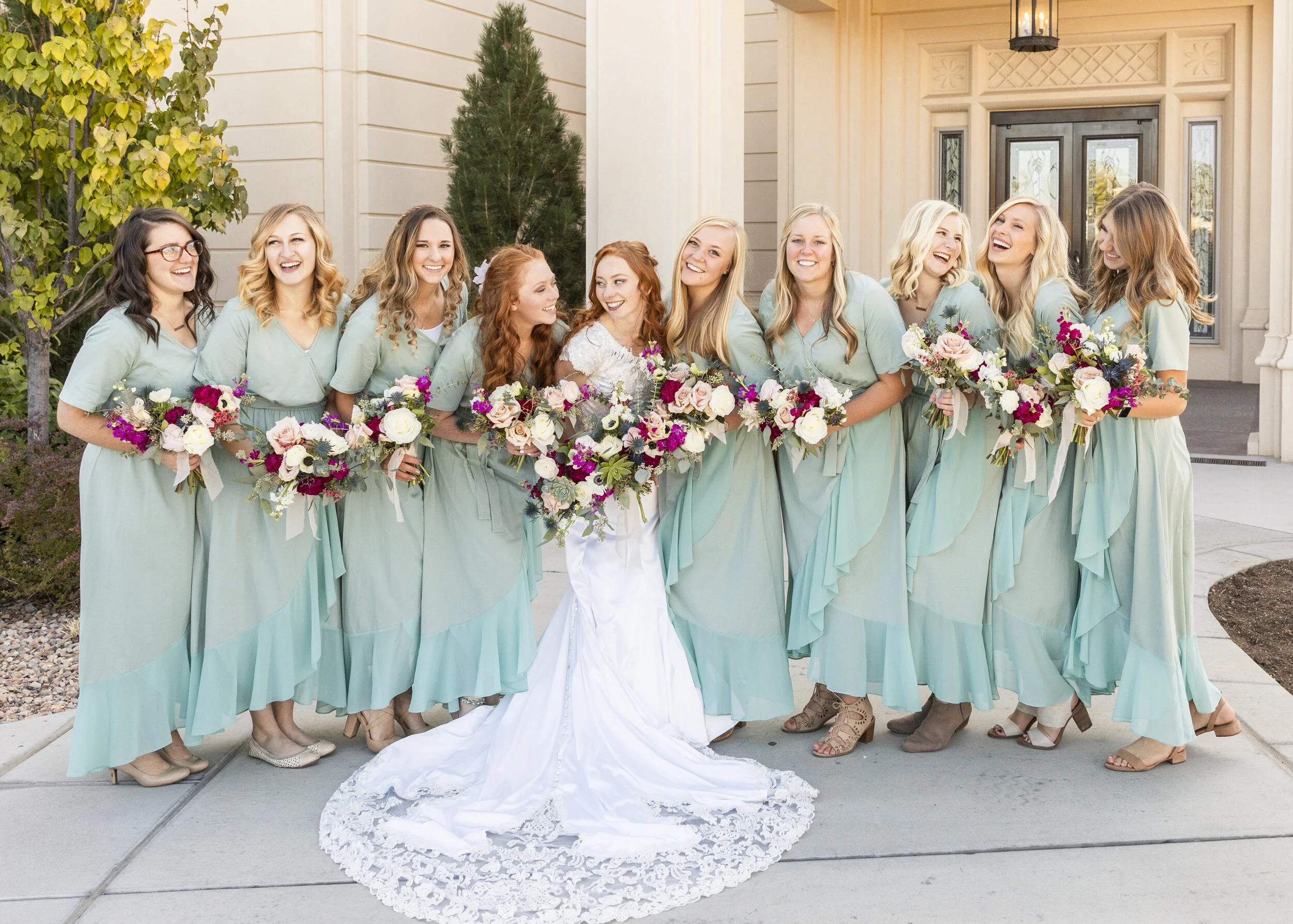 bridal inspiration bridal party pose inspiration bridal party outfit inspiration light blue summer dresses for summer weddings modest bridesmaids dresses gorgeous wedding dress modest lds wedding dress mormon wedding dress inspiration bouquet color 