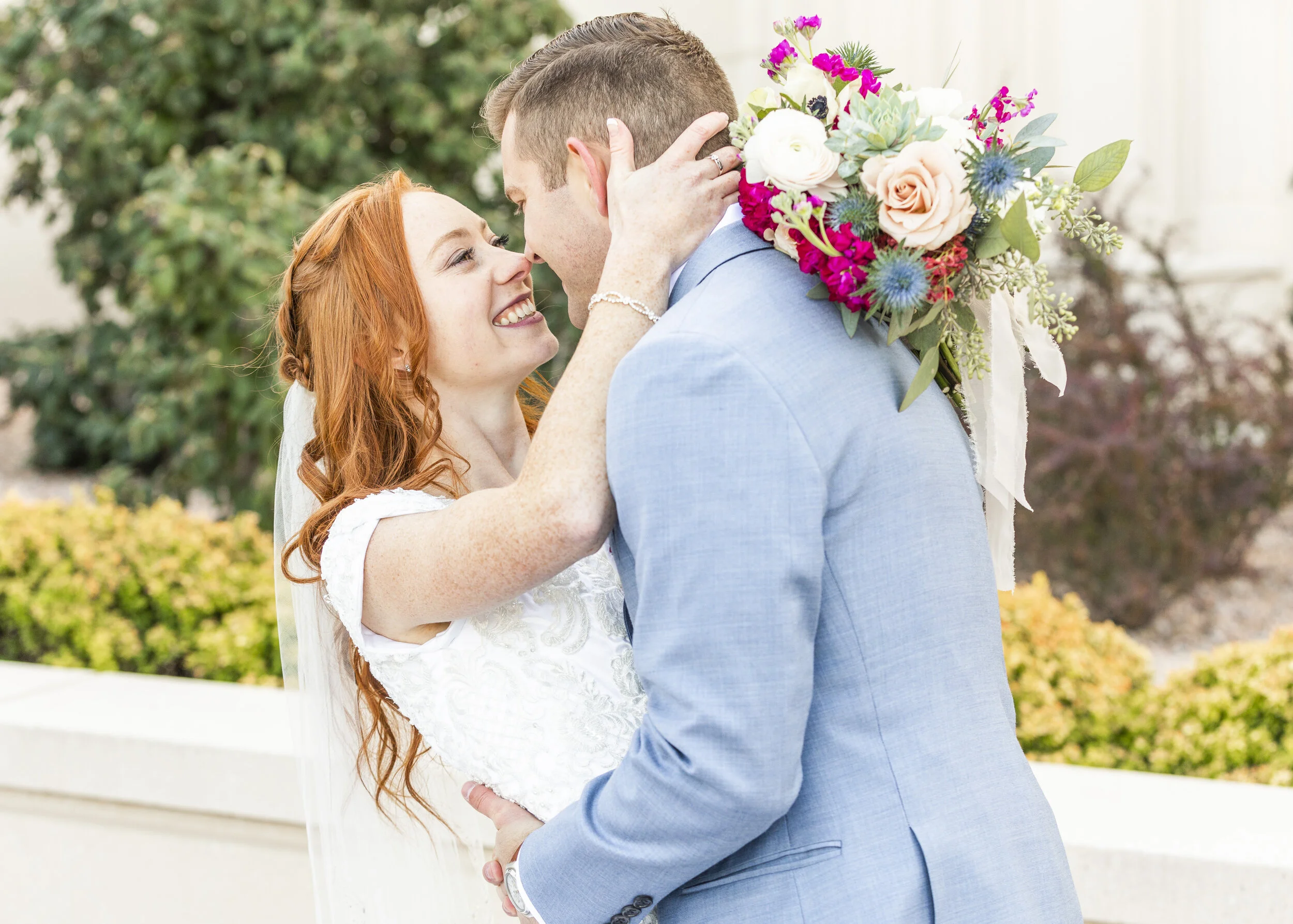  husband and wife happy bride radiant couple adorable couple pose inspiration showing off the bouquet pose inspiration lds wedding inspiration mormon wedding inspiration utah couple couple goals beautiful bright and airy wedding photography inspirati