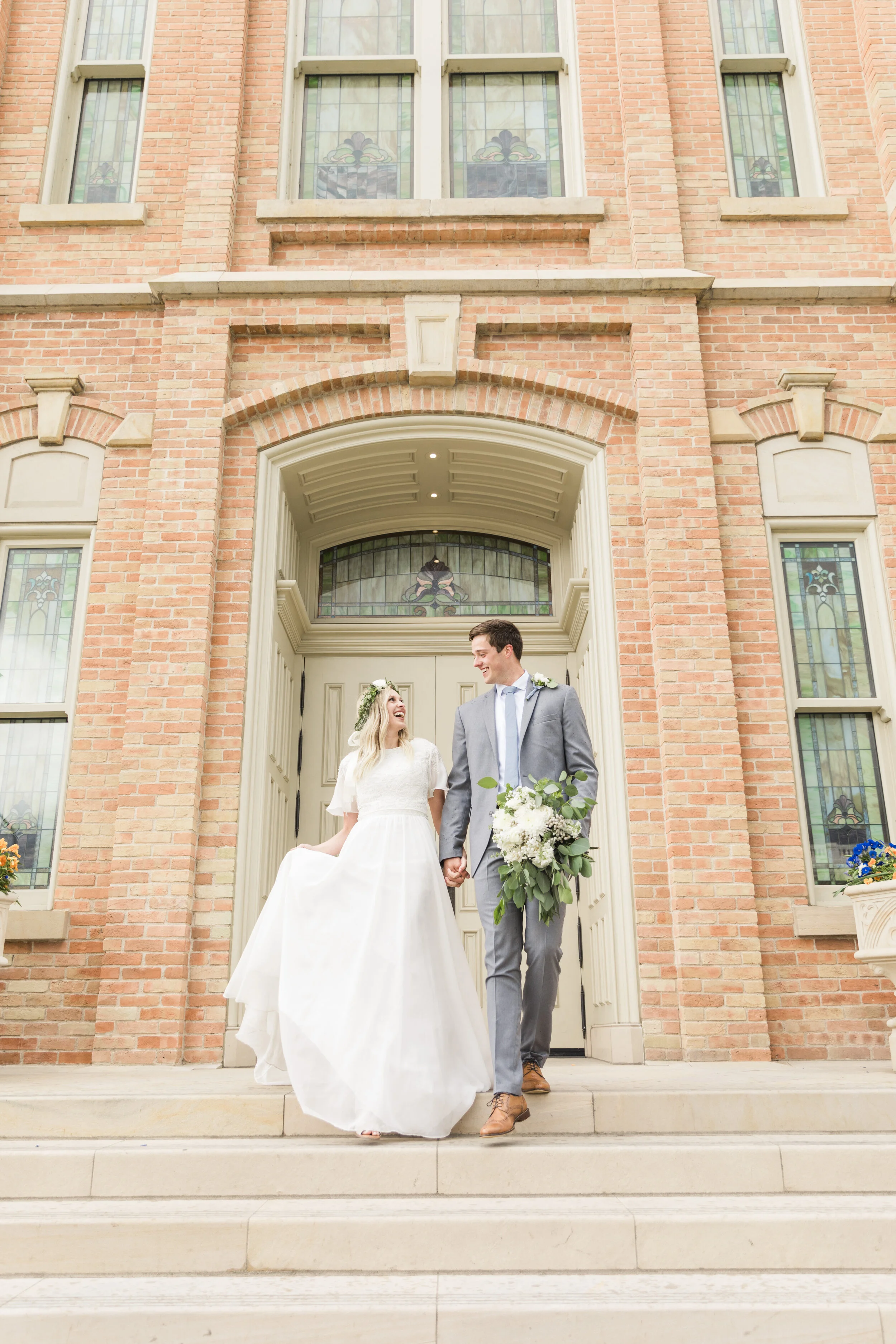  provo city center wedding photo shoot wedding dress inspiration goals ideas for the modern lds mormon bride lds or mormon couple wedding inspiration wedding goals for the modern utah bride wedding goals walking down the temple steps utah photo shoot