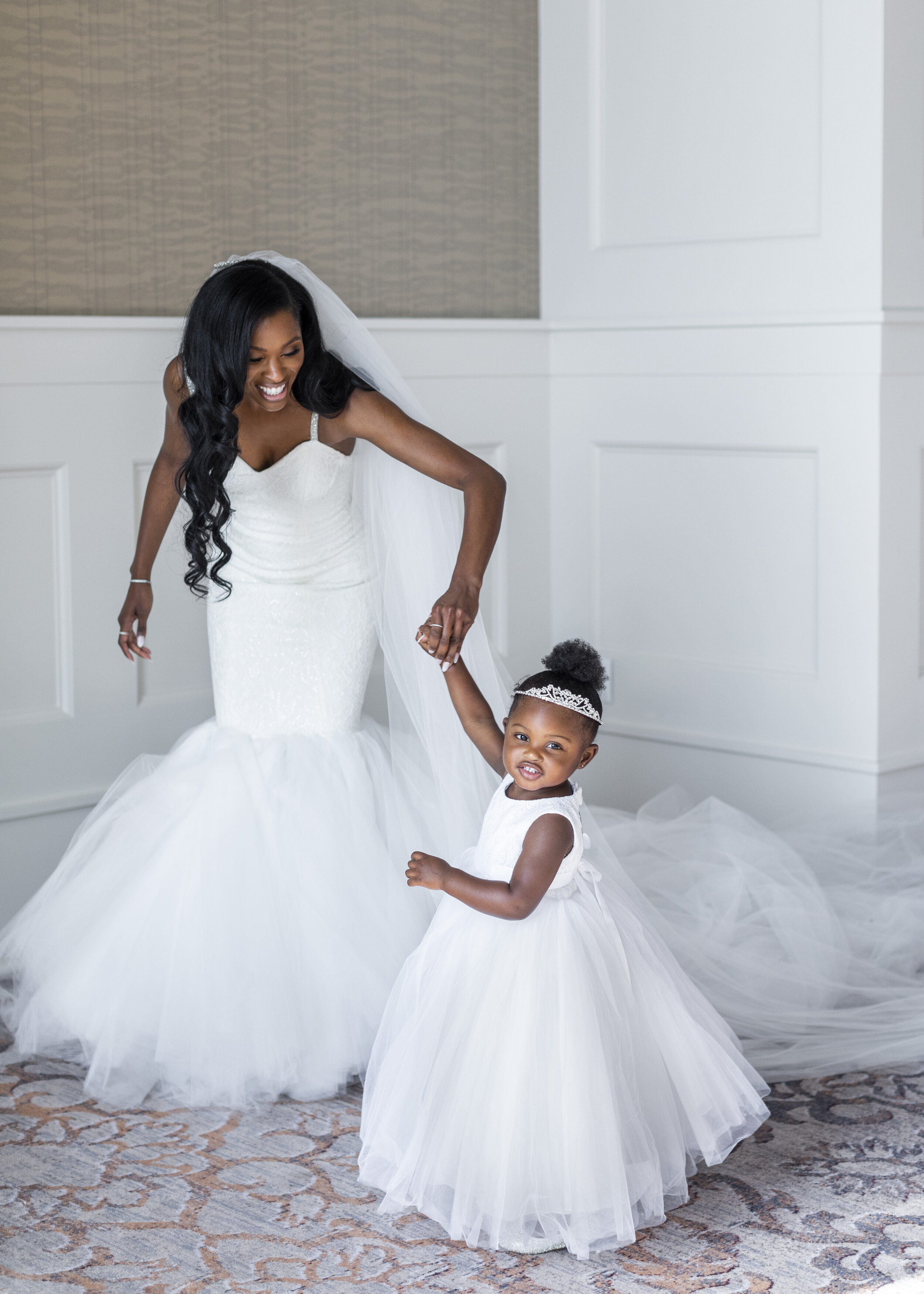  A bride and her daughter dance in a sweet moment captured by Savanna Richardson Photography. Grapevine texas wedding mother daughter wedding picture hotel vin wedding flower girl dress ideas family photo for a wedding marriot wedding hotel wedding #
