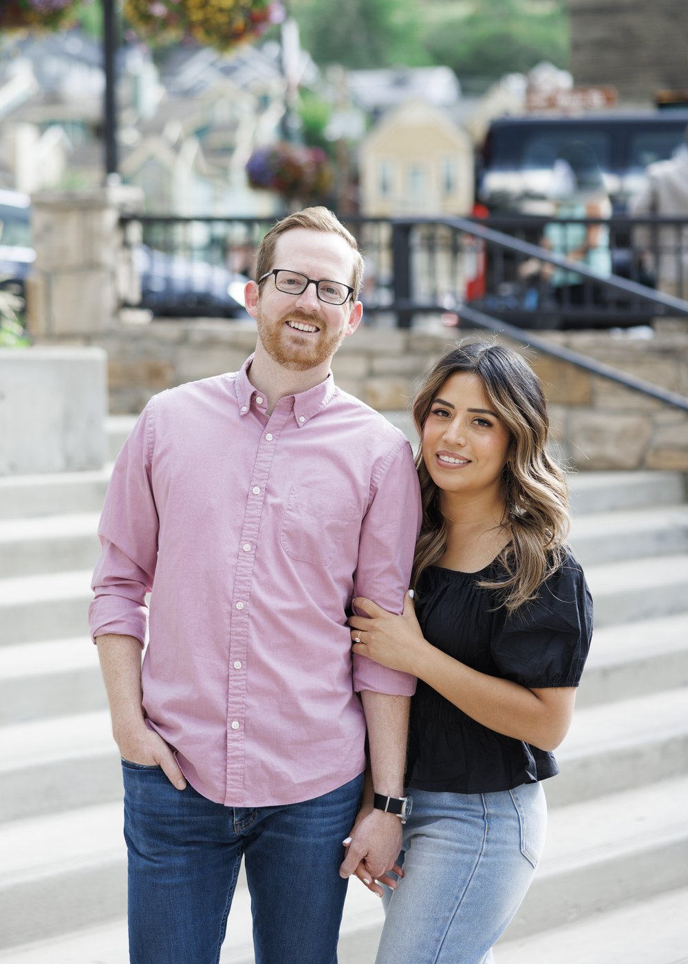  Engaged couple smile for wedding announcement portrait in Park City, Utah by Savanna Richardson Photography. wedding announcement portrait #ParkCityEngagements #ParkCityPhotographers #SavannaRichardsonPhotography #SavannaRichardsonEngagements 