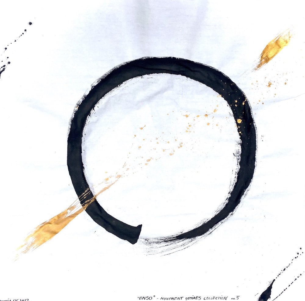 Enso 5 - Movement Desires, Black Japanese Ink on Rice Paper, 69x69cm, Kamila CK, 2022.jpeg