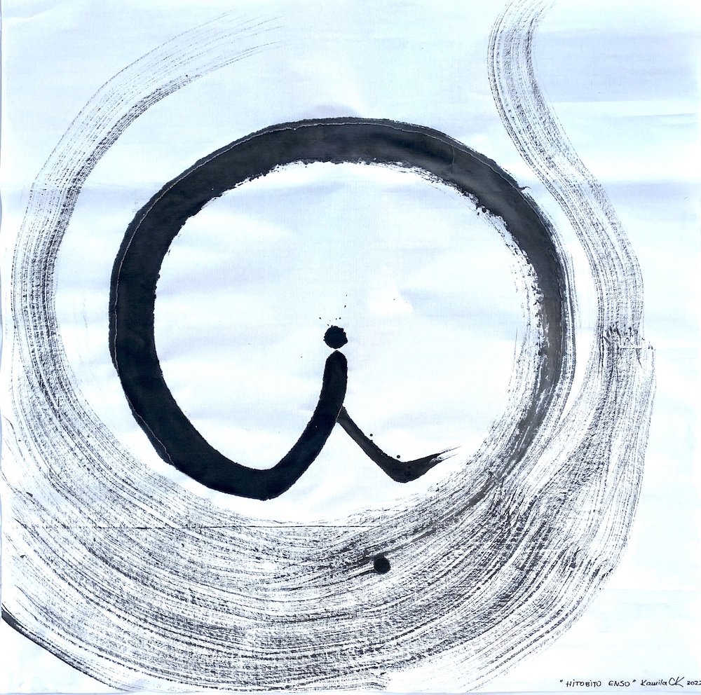 Human in Enso Study, Japanese Ink on Rice Paper, 69x 69cm, Kamila CK, 2022.jpeg