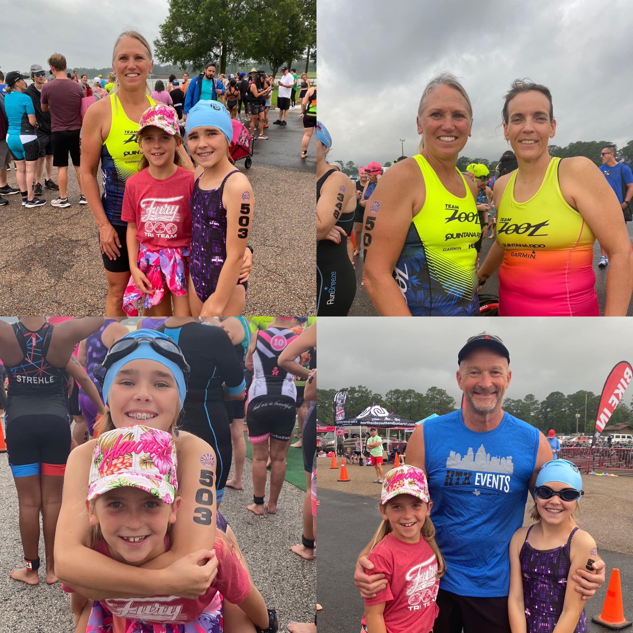 Perfect Mother&rsquo;s Day. The girls and I did our first triathlon together as a relay. We were up at 4:30 AM and across town by 6. We were so happy it didn&rsquo;t rain or storm. We did get some good downpours after. 
Kaeley did a 400m OWS - she wa