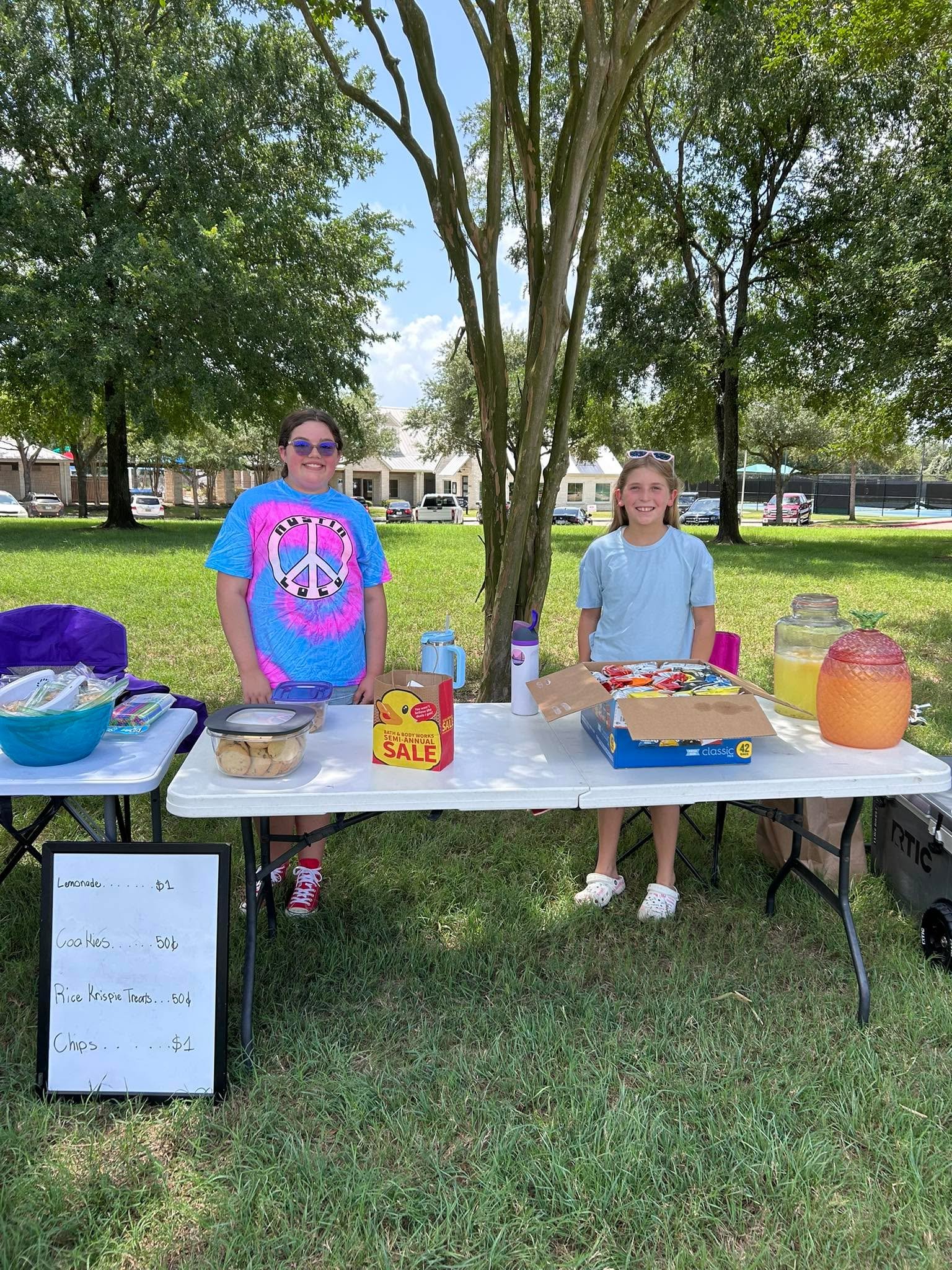 Come by Danika and her friend Emma&rsquo;s lemonade and snack stand. 
Corner of Long Meadow Farms and Winston Ranch.