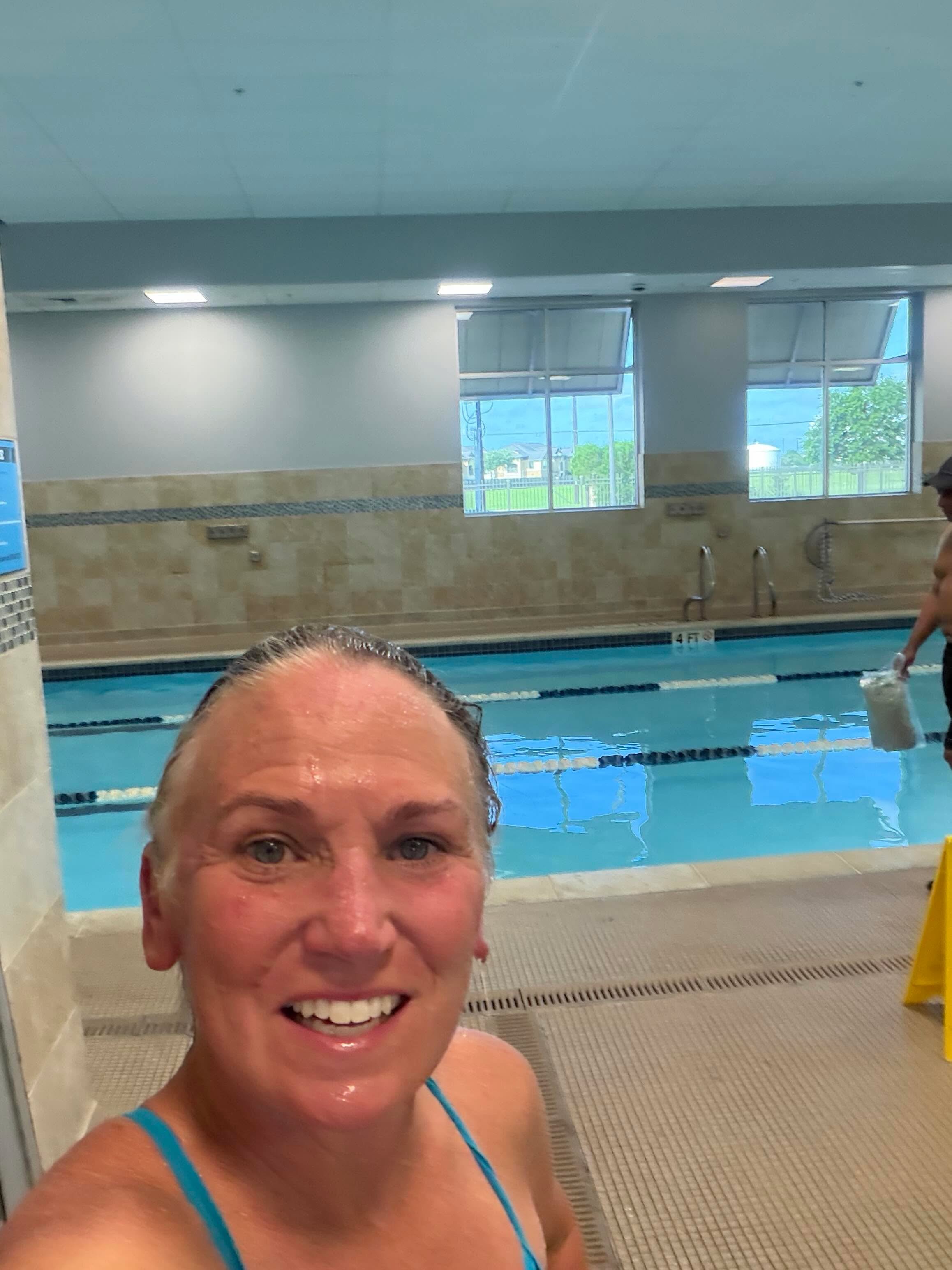 Fun, busy, productive day. 
Started out doing weights then worked with an athlete on their swim and then spent 30 minutes in the sauna before heading home  to change out our kitchen lights. I never liked them and finally got some new ones. They were 