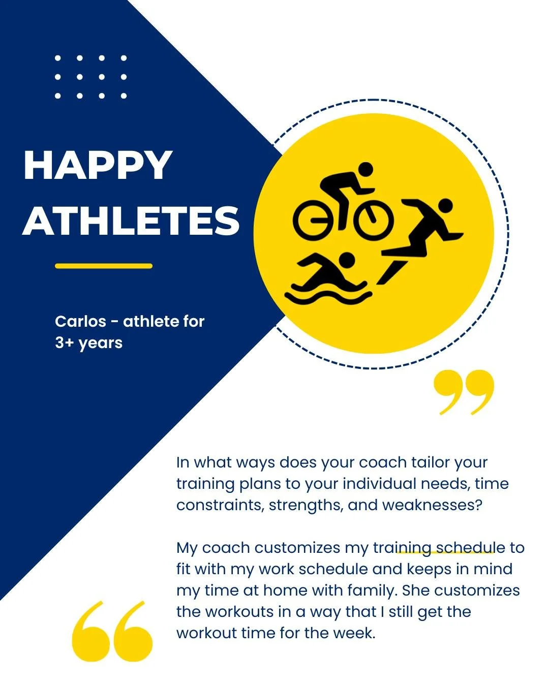 Happy Athlete Testimonial: This Is Why I Coach! 

Hearing the success stories of my athletes is what drives me every day.  It's not just about winning; it's about growth, perseverance, and the incredible journey we embark on together. 

One athlete s
