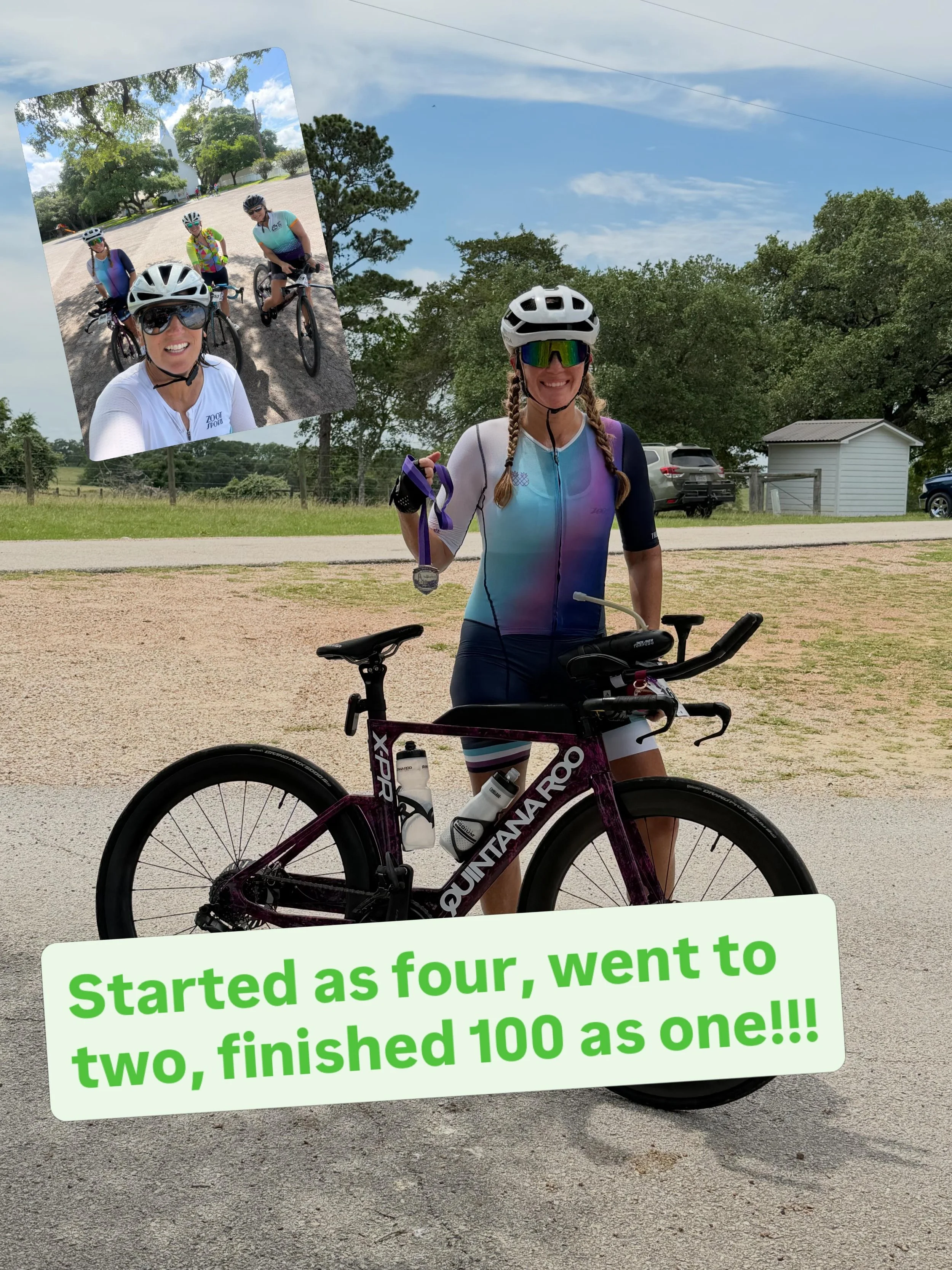 So proud of @daneiva_allevato for completing her first century ride yesterday. And she didn&rsquo;t pick an easy one. Almost 4,000 ft of elevation, lots of TX chip seal, and some wind. They only get easier after this. Congratulations!!!
.
.
#centuryr