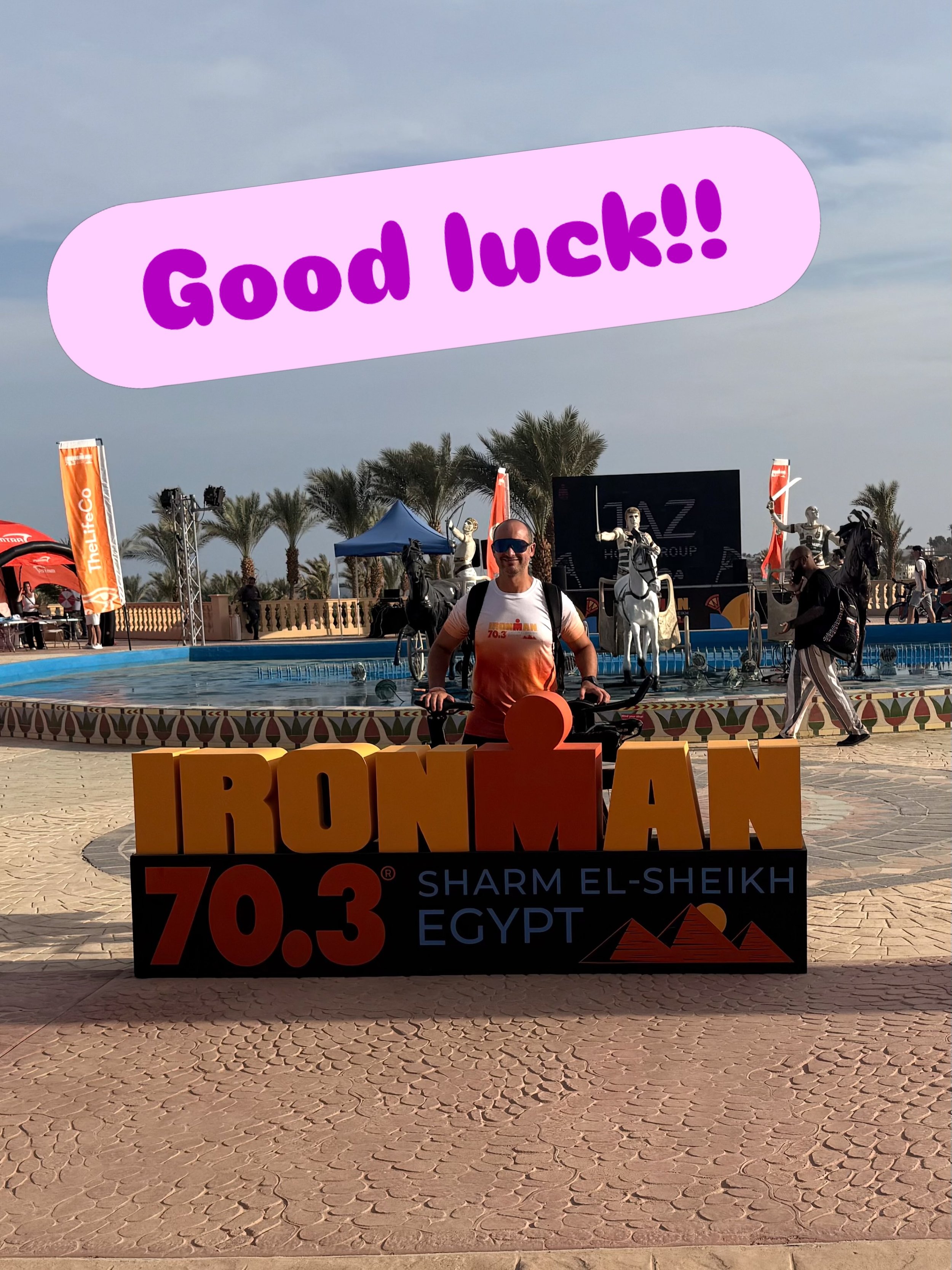 So excited to track, well to be honest see how Mina does at IM Egypt 70.3 tonight/ tomorrow 🫠🫠🤣🤣🤣

With the time difference his race starts at 11pm our time. 

Have a great race. You&rsquo;re ready. So happy you were able to go and make this hap