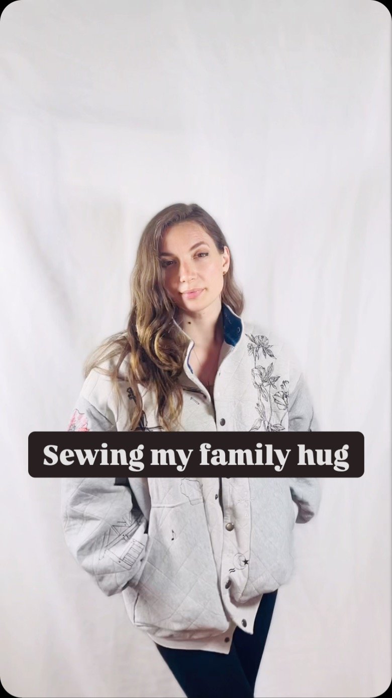 For Mother’s Day, I crafted a profoundly meaningful gift: a jacket that feels like a warm embrace from my family—my mom, dad, who I lost over a decade ago and my sister. Climbing into the attic, I gathered their clothes, along with my own