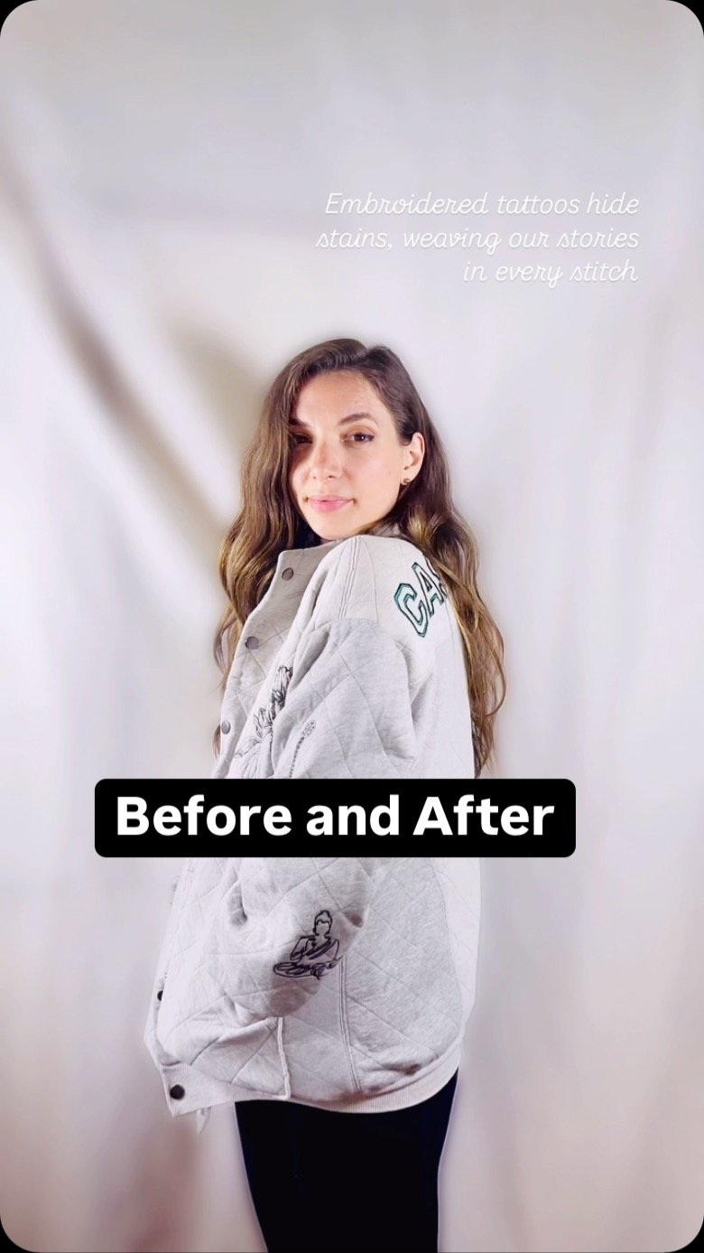 A quick before and after video! βοΈπͺ‘β¨
Incase you missed my other posts here’s a quick description of this piece:
For Mother’s Day, I crafted an upcycled jacket—a deeply personal gift. Sewn from the clothes of my mom, dad—los