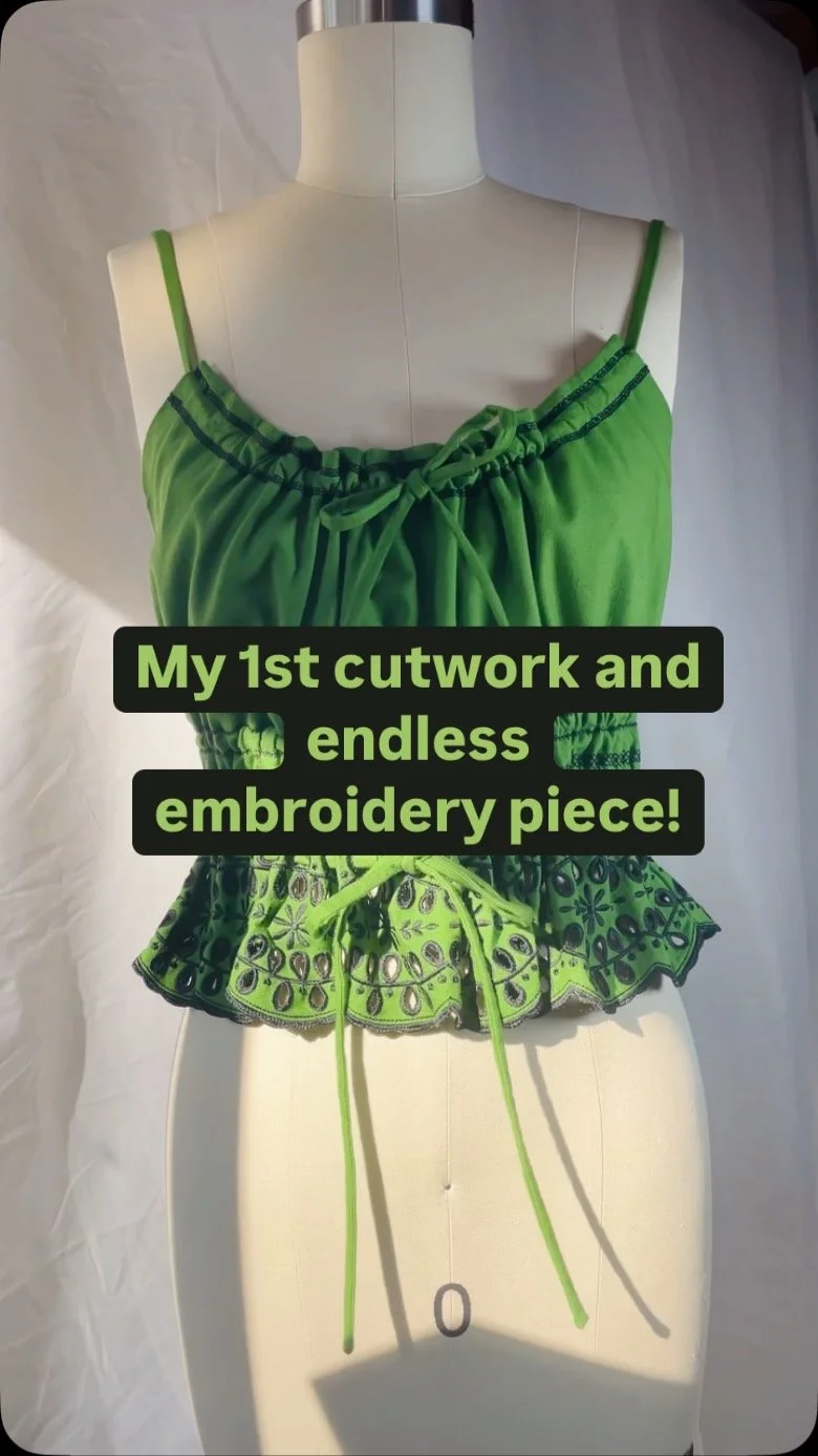 My very generous friend @apickersfind.by.j.moti, who runs an awesome antique business…go follow her!… gifted me some vintage fabric rolls. Paired with cutwork and the endless embroidery hoop from HUSQVARNA® VIKING®, I crafted a