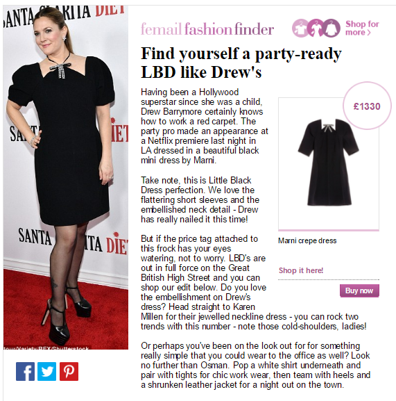  Fashion Finder | Daily Mail: Drew Barrymore