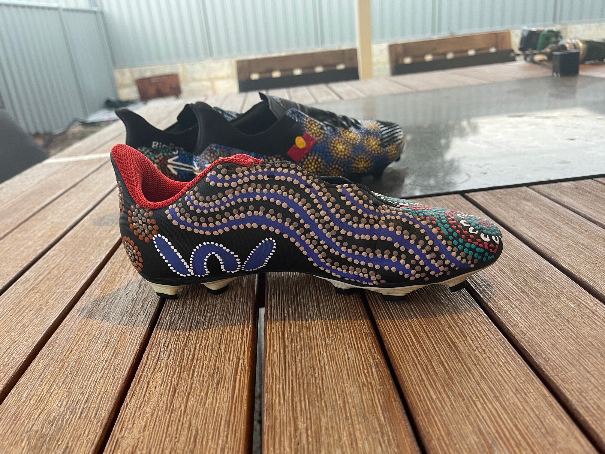 Indigenous Painting Footy Boots — Sal's Aboriginal Art