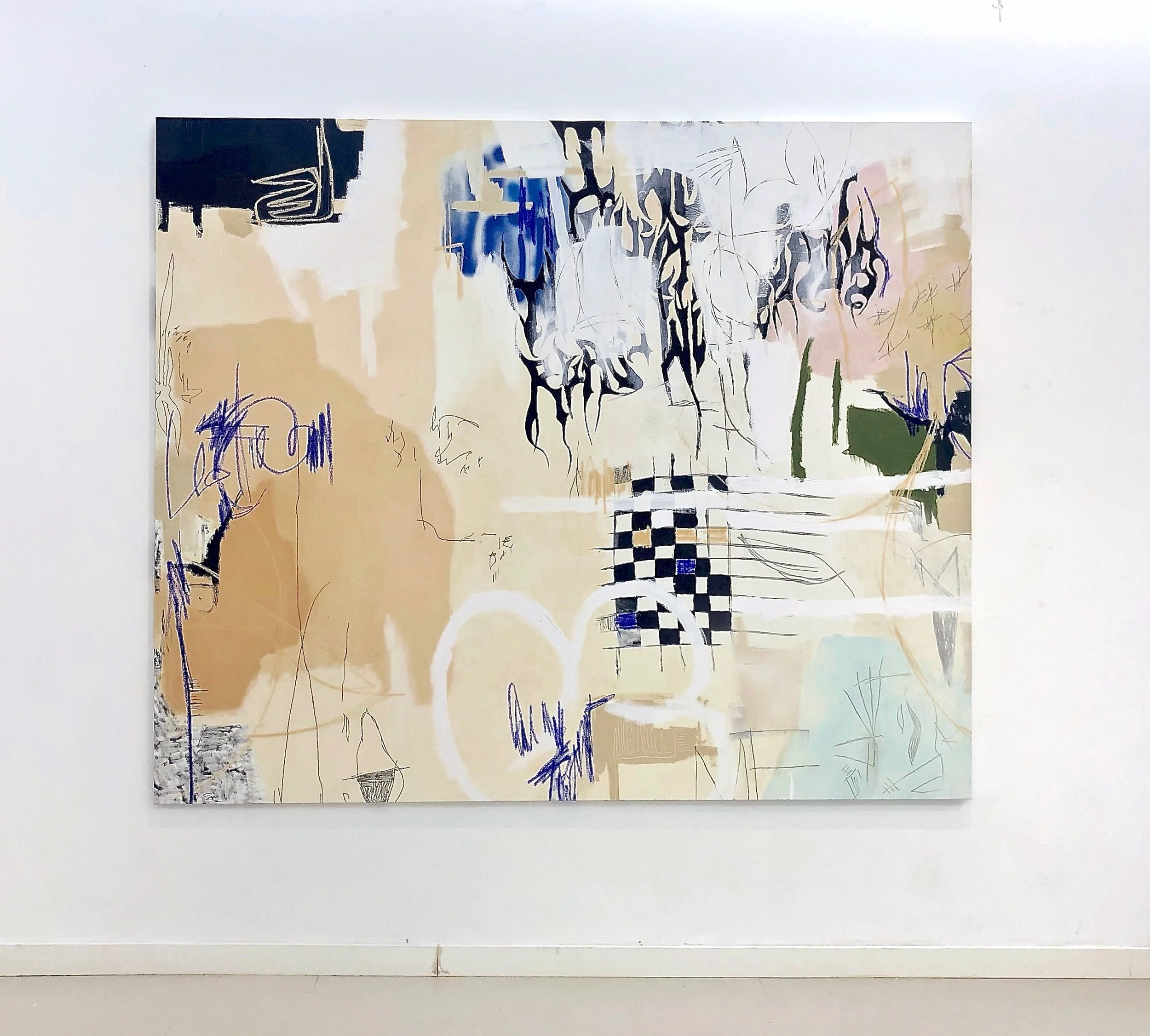 I wonder which words they won't read • acrylic, spray, oil stick, and graphite on canvas • 198x238cm • 2019 (Copy)